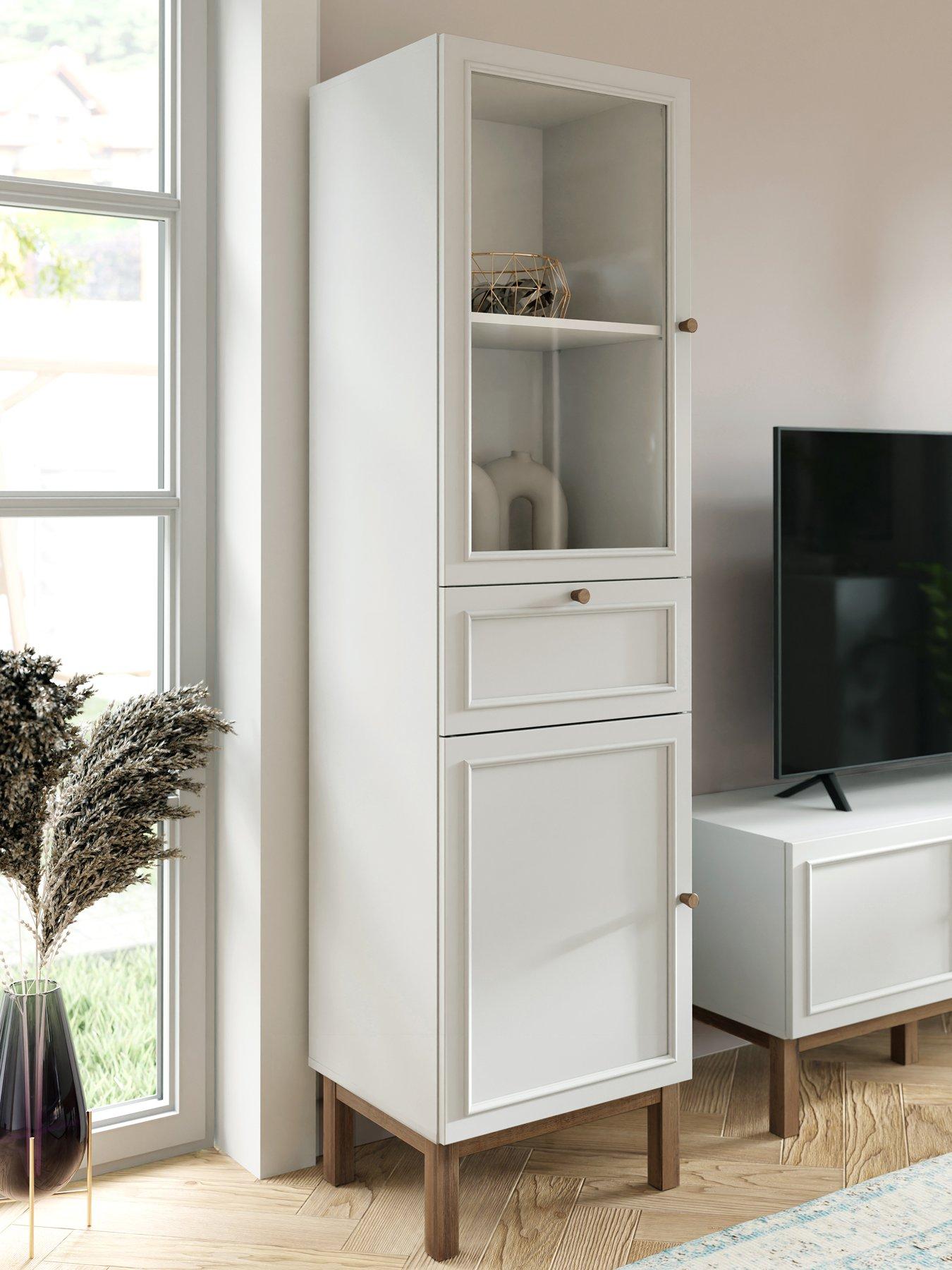 Penkridge 2 Door, 1 Drawer Display Cabinet - Grey/Oak