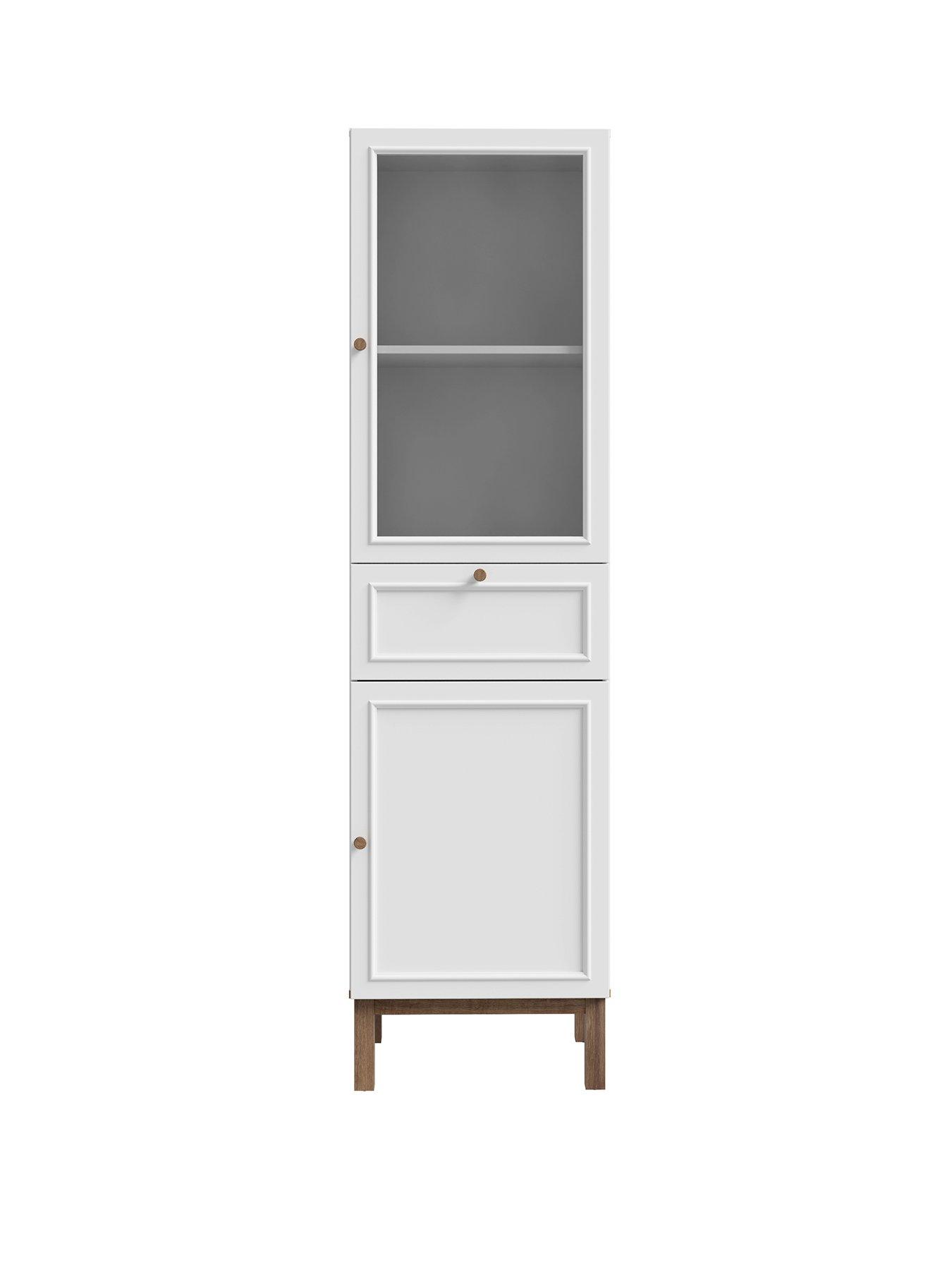  image of penkridge-2-door-1-drawer-display-cabinet-greyoak