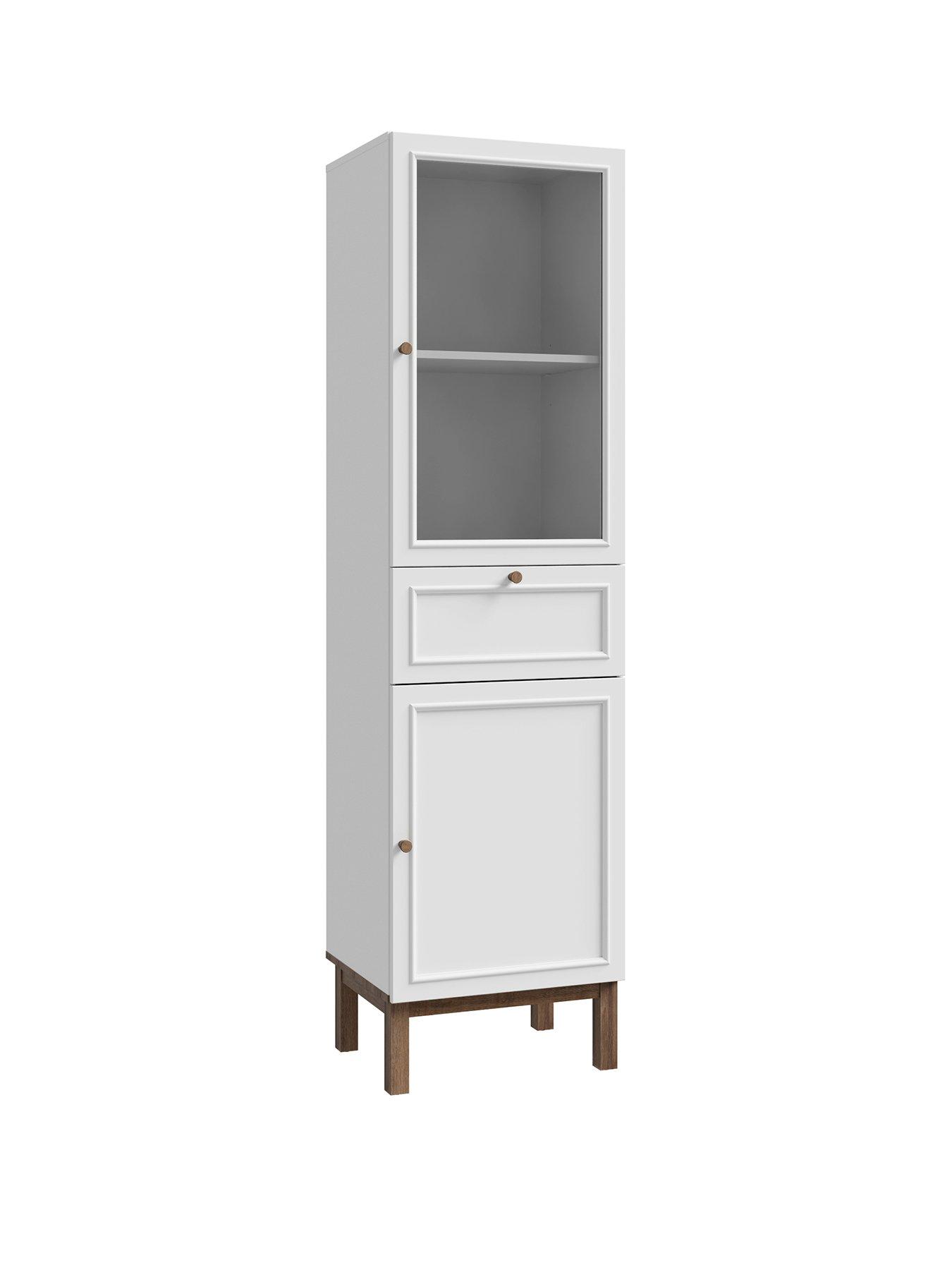  image of penkridge-2-door-1-drawer-display-cabinet-greyoak