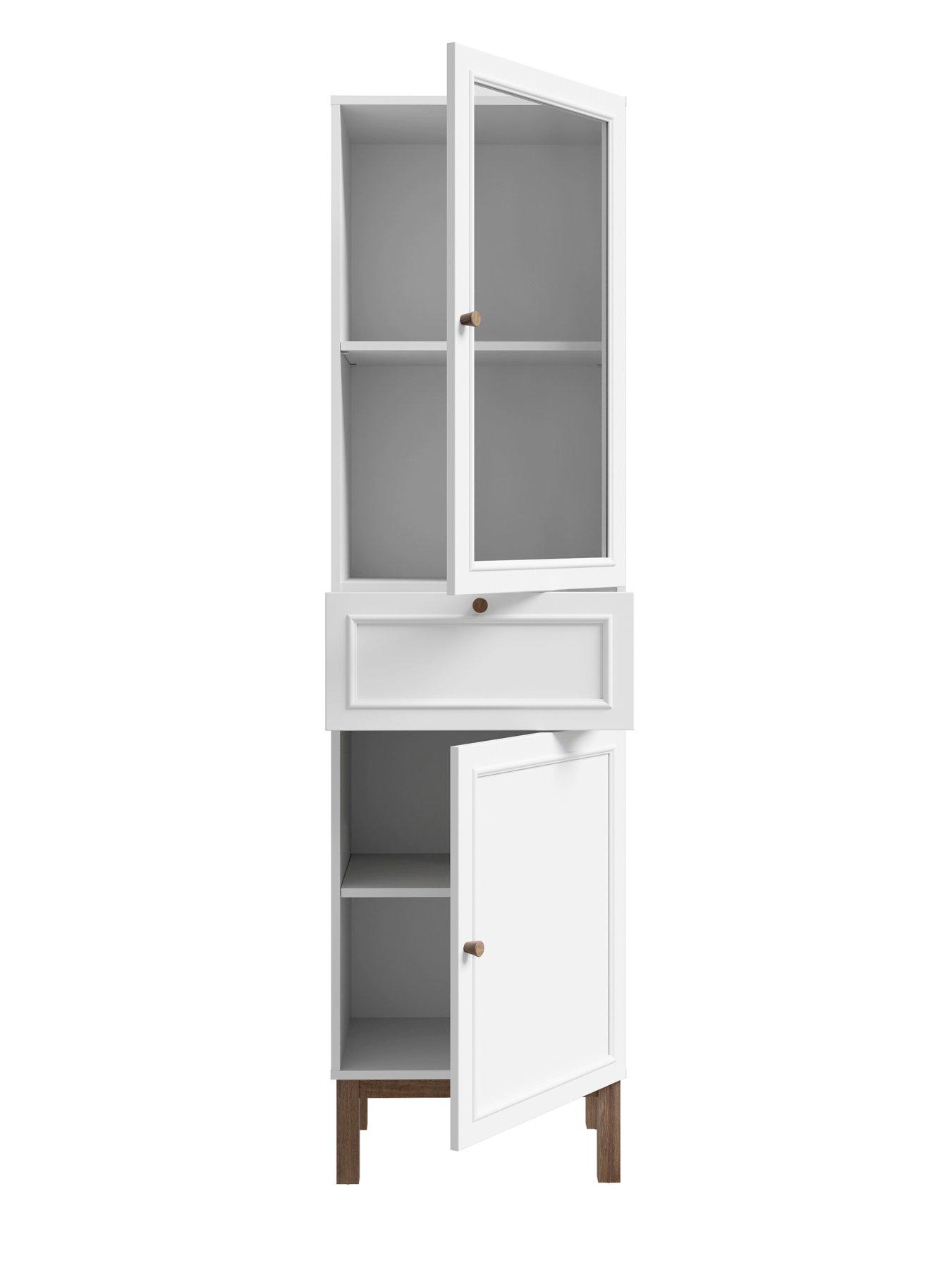  image of penkridge-2-door-1-drawer-display-cabinet-greyoak