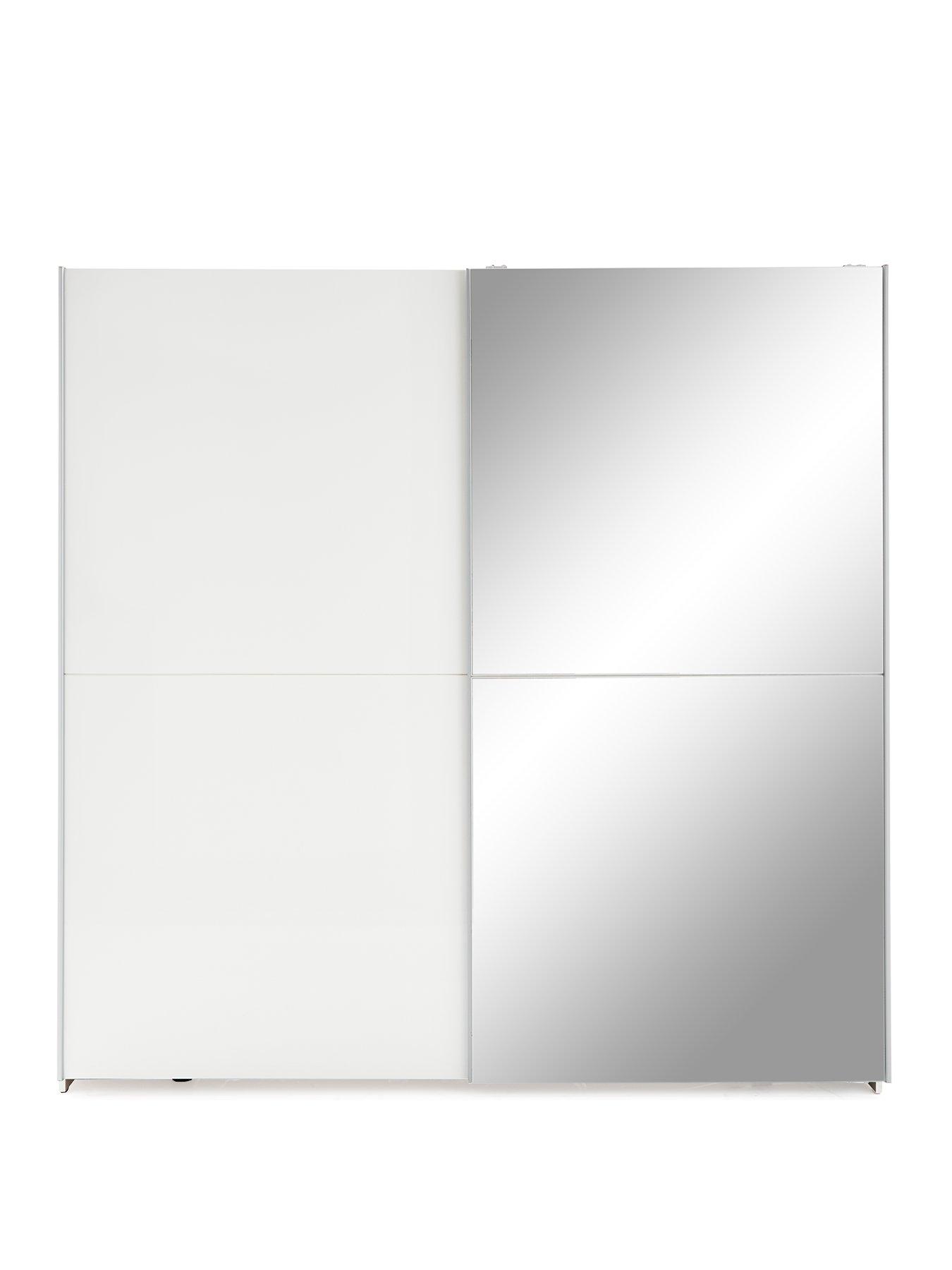  image of very-home-nico-190nbspcm-sliding-gloss-mirrored-wardrobe-white