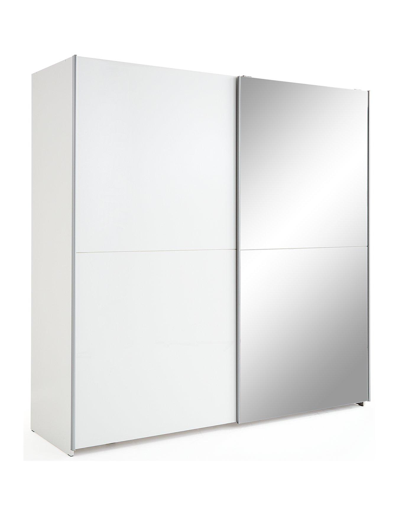  image of very-home-nico-190nbspcm-sliding-gloss-mirrored-wardrobe-white