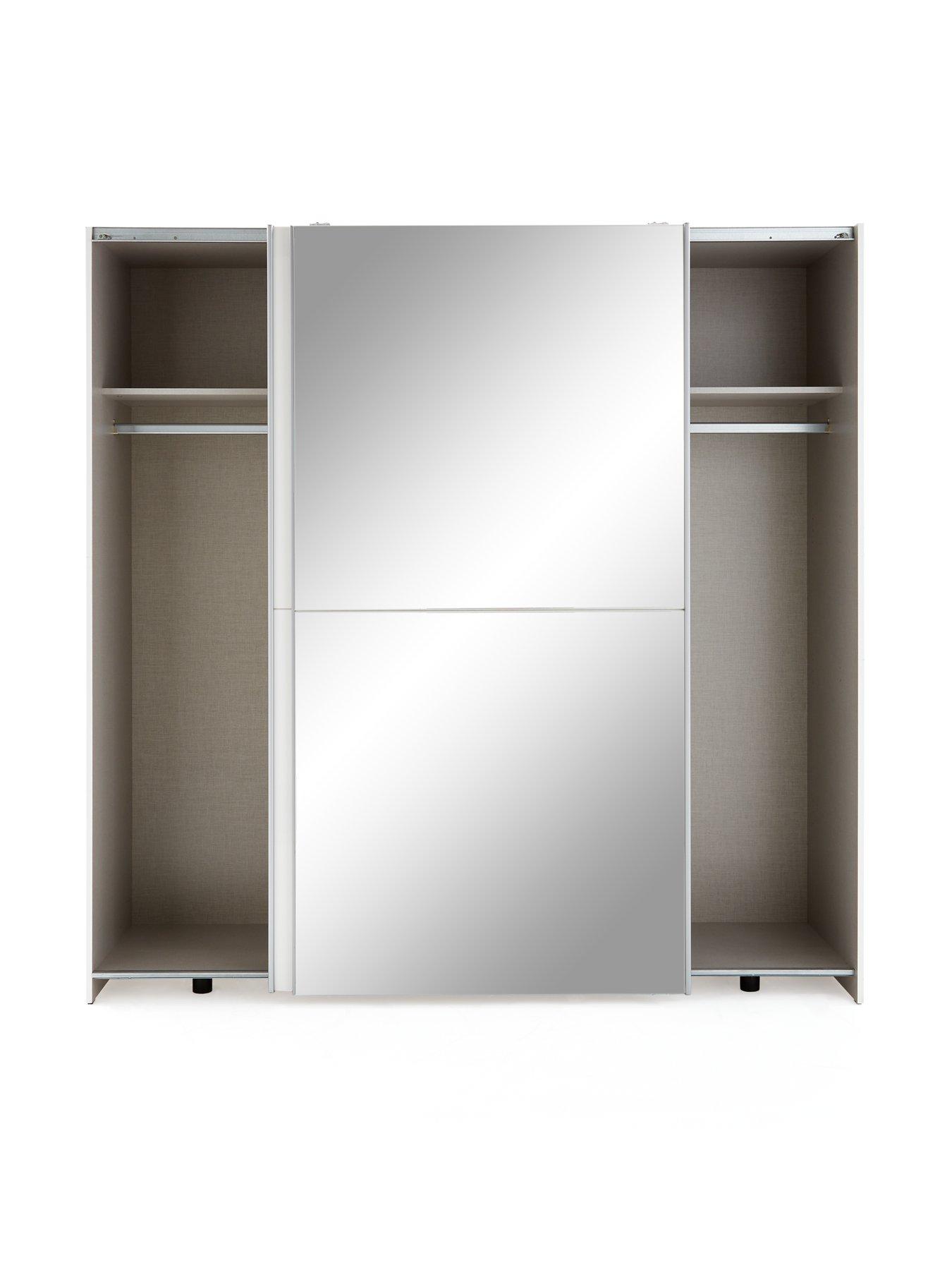  image of very-home-nico-190nbspcm-sliding-gloss-mirrored-wardrobe-white