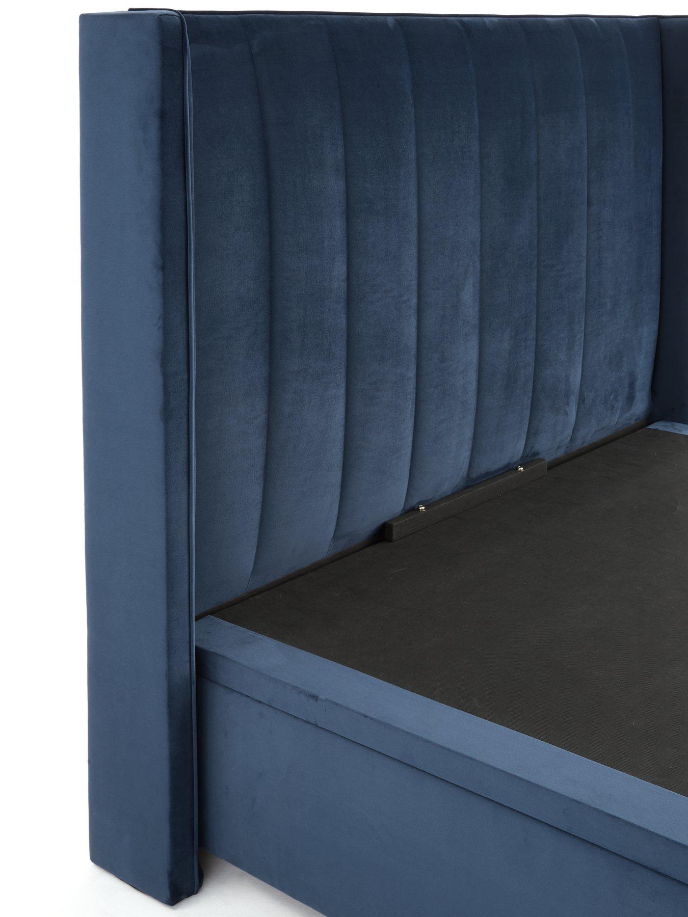 Image 4 of 6 of The Very Collection New Dakota Velvet End Lift Up Storage Ottoman Bed with Mattress Options (Buy &amp; SAVE!) - Blue