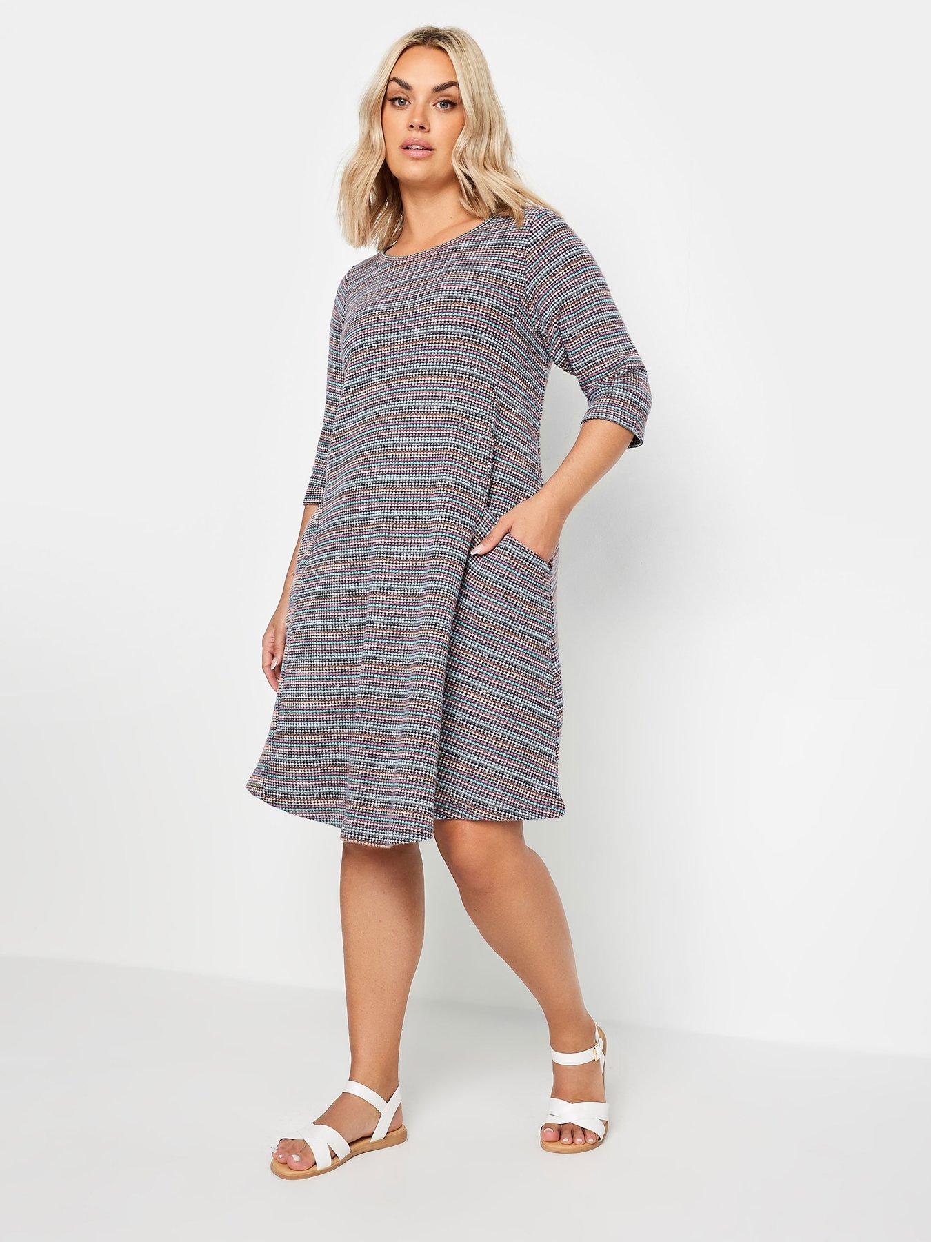 undefined Striped Soft Touch Pocket Dress - Grey