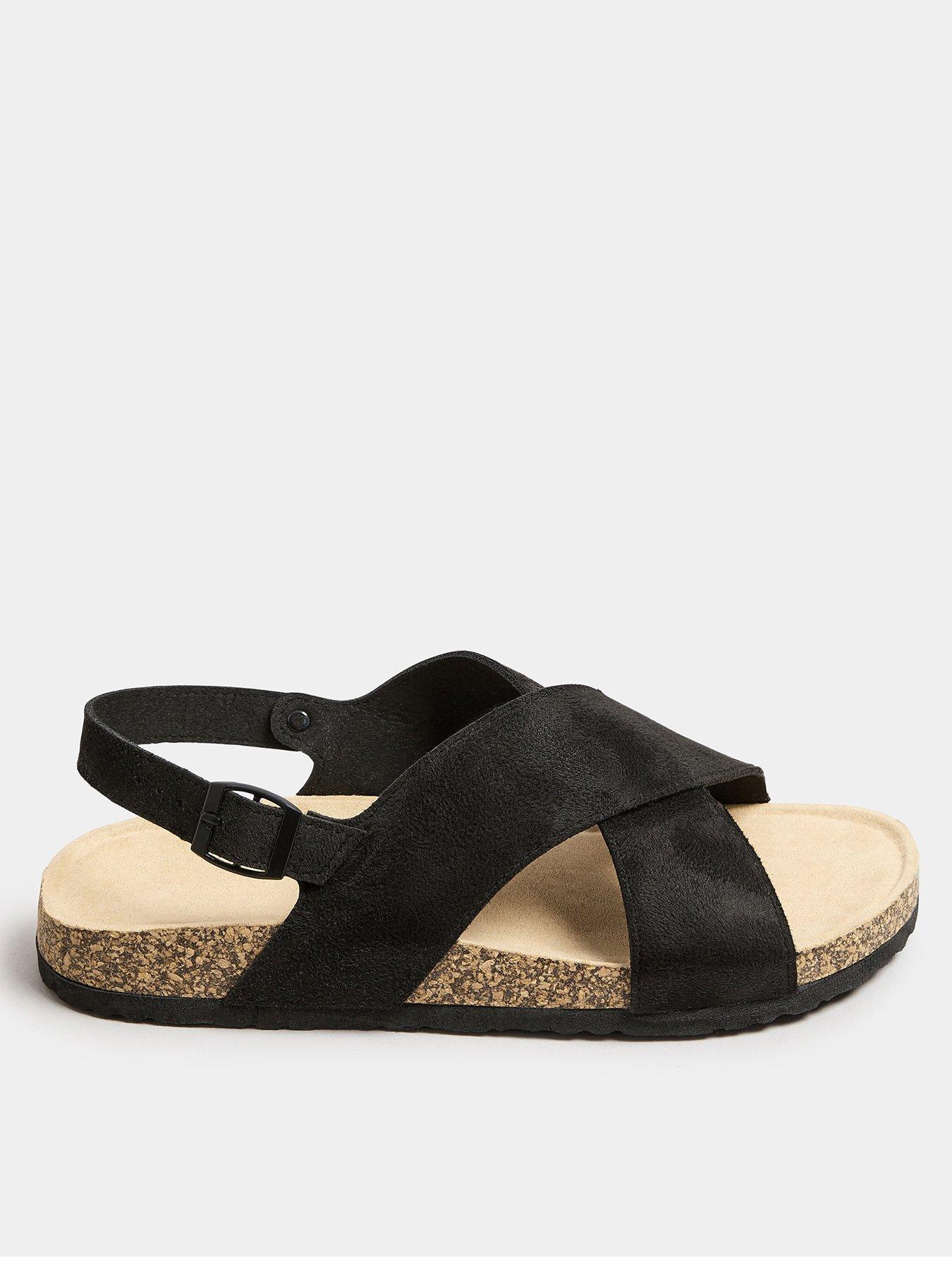  image of yours-extra-wide-fit-cross-strap-footbed-sandals-black