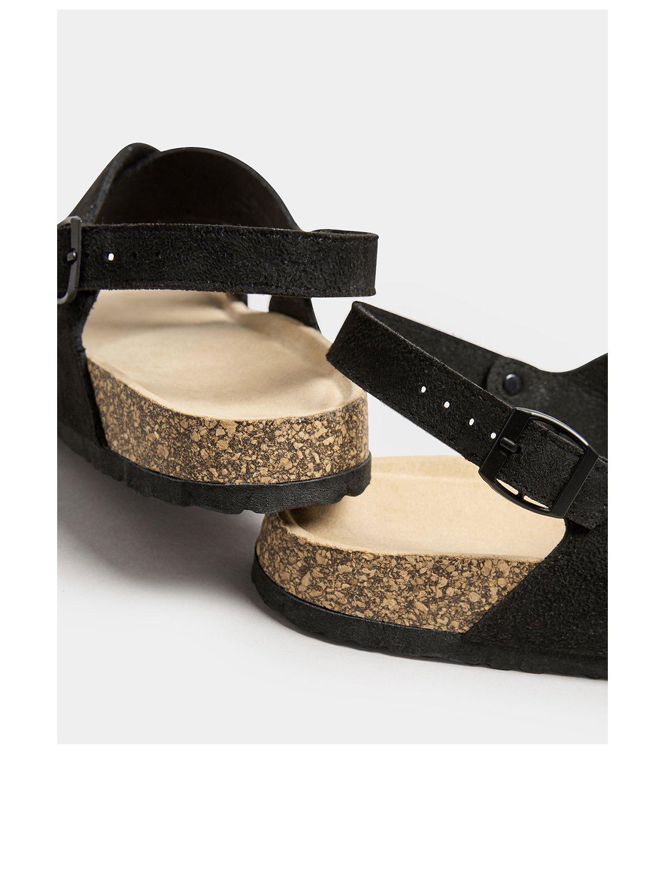  image of yours-extra-wide-fit-cross-strap-footbed-sandals-black