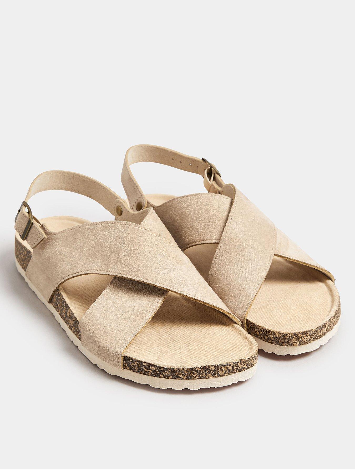  image of yours-extra-wide-fit-cross-strap-footbed-sandals-natural