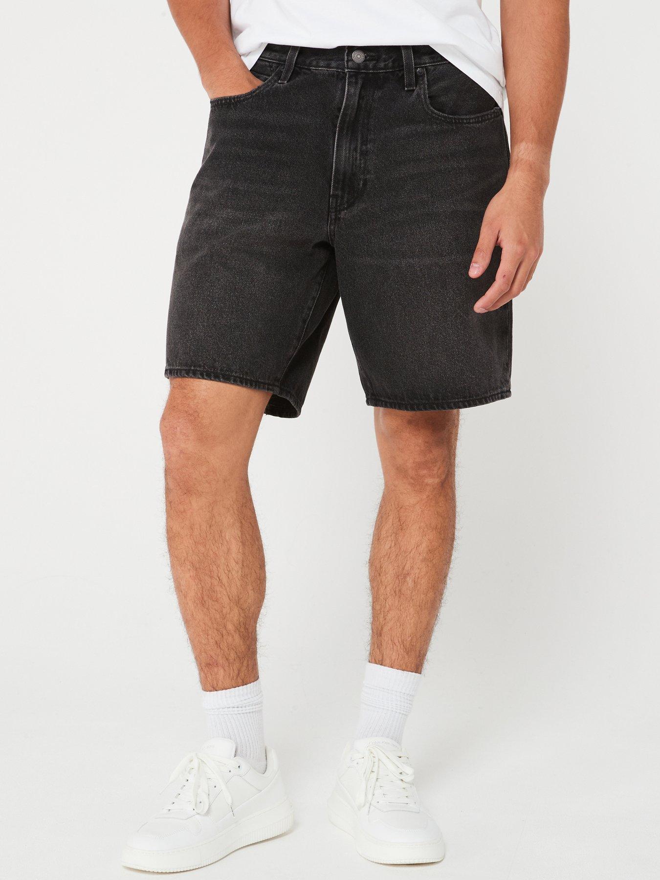  image of levis-468-loose-fit-denim-shorts-black