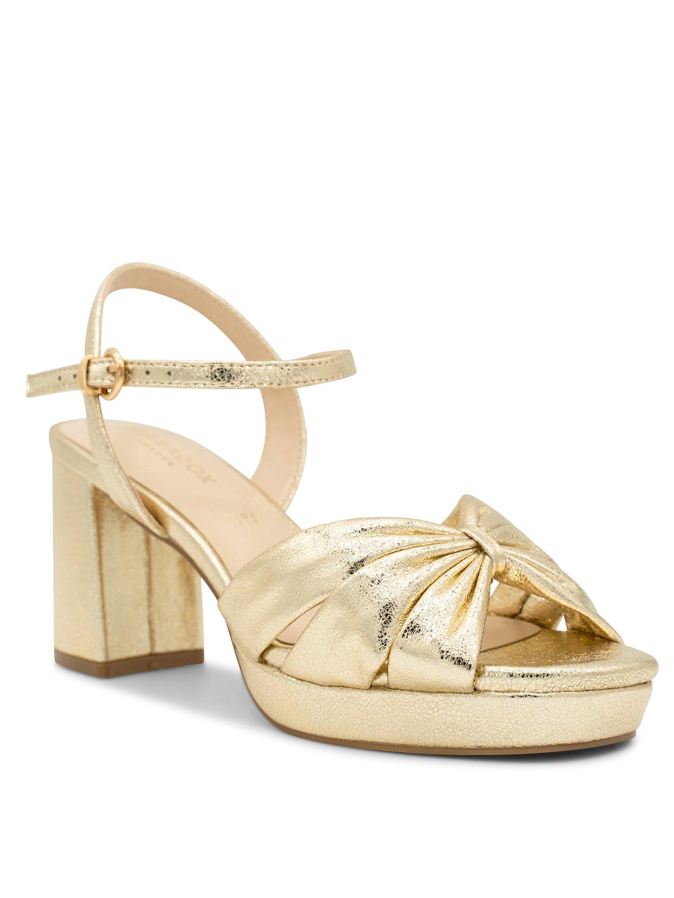  image of paradox-london-nerita-wide-fit-metallic-heeled-sandal-gold