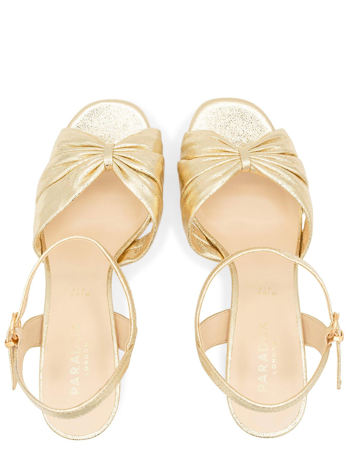  image of paradox-london-nerita-wide-fit-metallic-heeled-sandal-gold