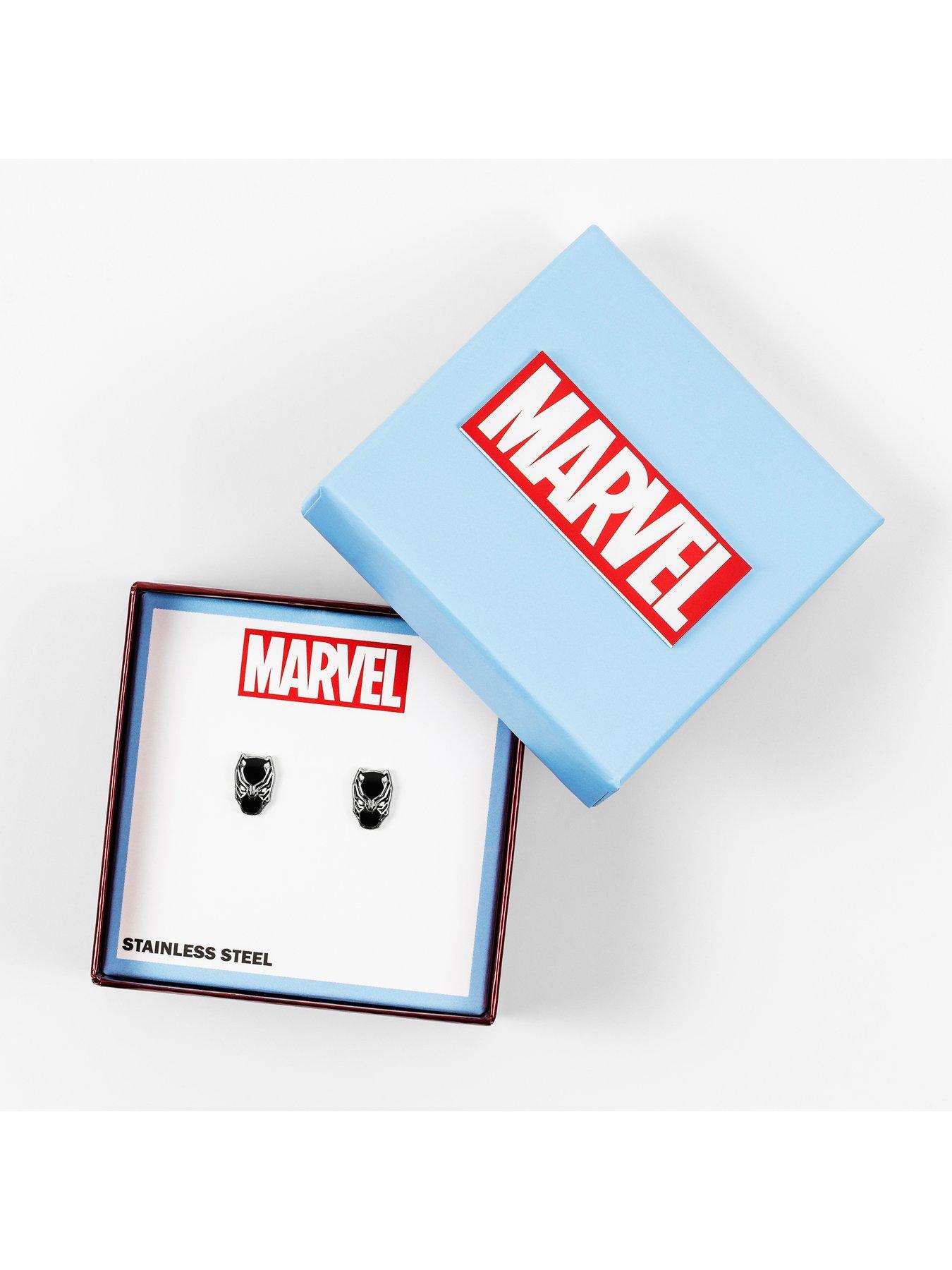  image of disney-marvel-stainless-steel-black-panther-stud-earrings