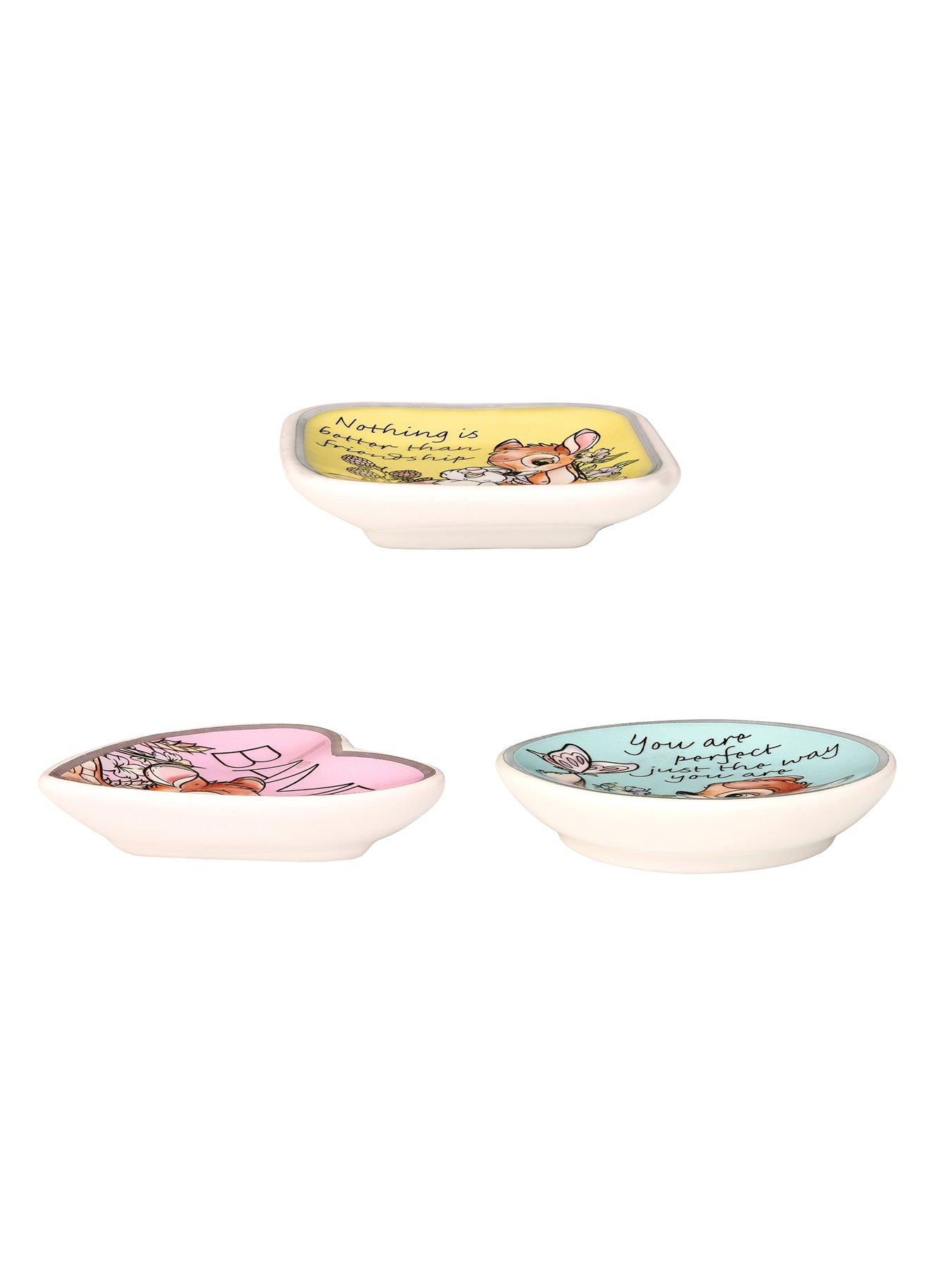  image of disney-bambi-yellow-pink-amp-blue-ceramic-gift-3-piece-boxed-trinket-tray-set