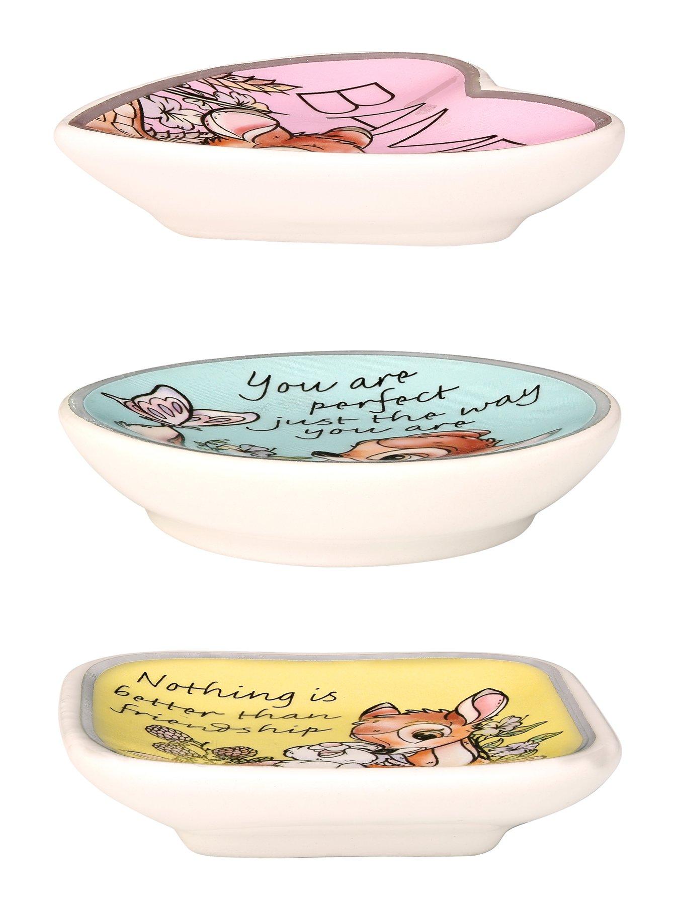  image of disney-bambi-yellow-pink-amp-blue-ceramic-gift-3-piece-boxed-trinket-tray-set