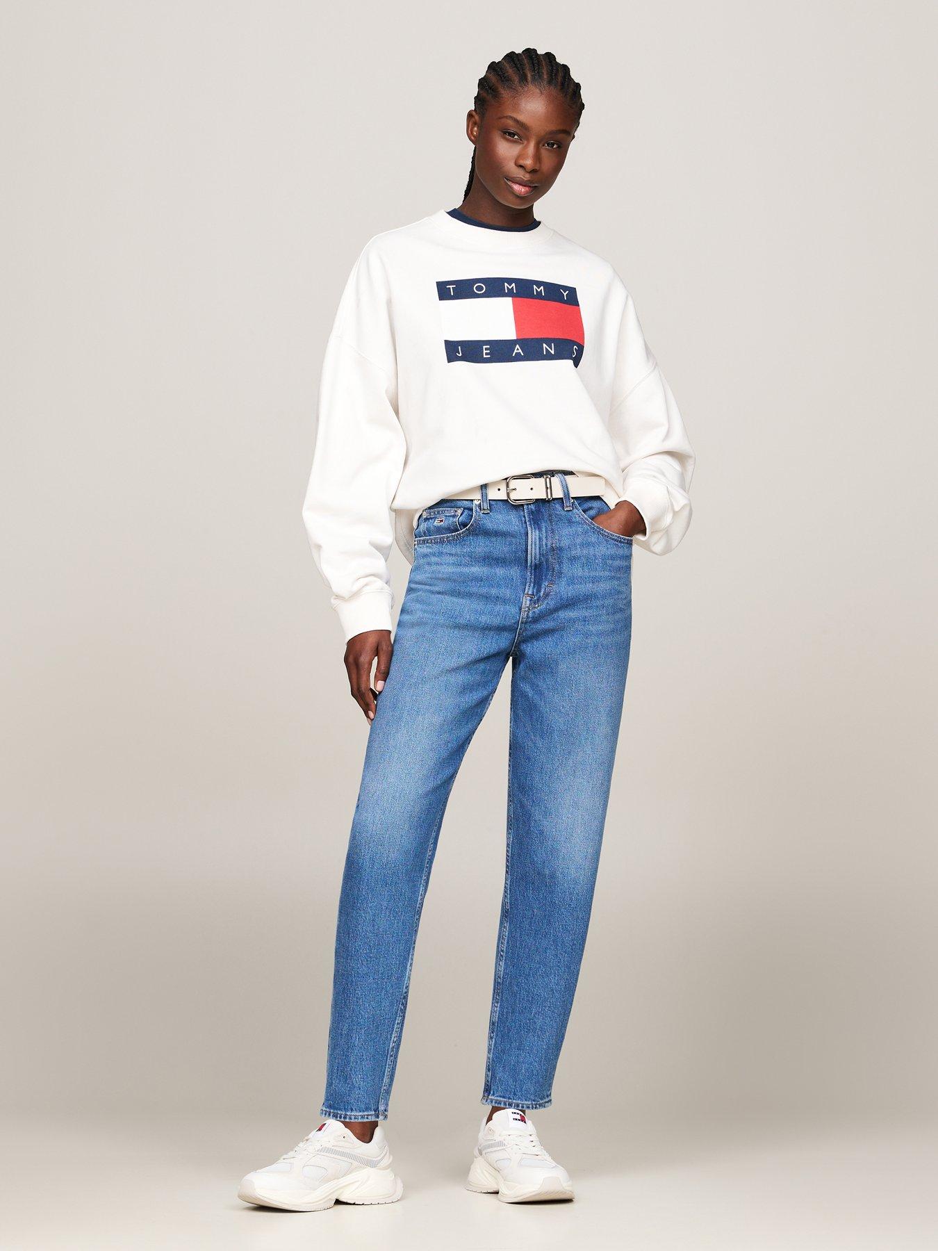 Image 4 of 4 of Tommy Jeans High Rise Mom Jean - Blue - Denim Medium