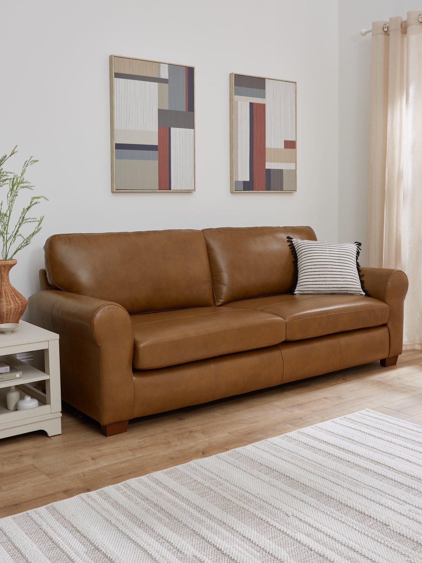 Image 1 of 7 of The Very Collection Bailey 4 Seater Leather Sofa&nbsp;- FSC&reg; Certified