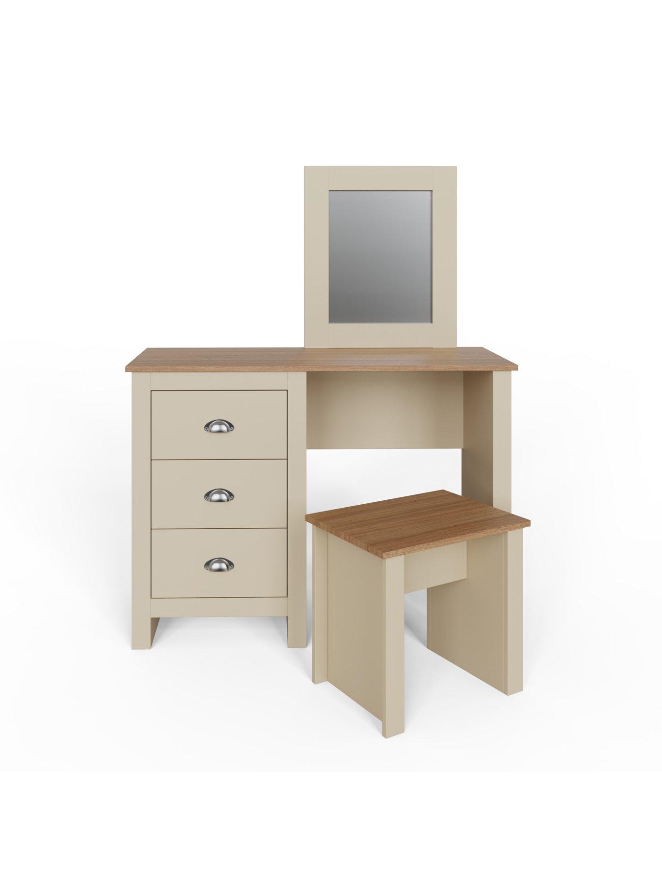 Image 4 of 5 of GFW Lancaster Dressing Table, Mirror and Stool&nbsp;Set - Cream/Oak