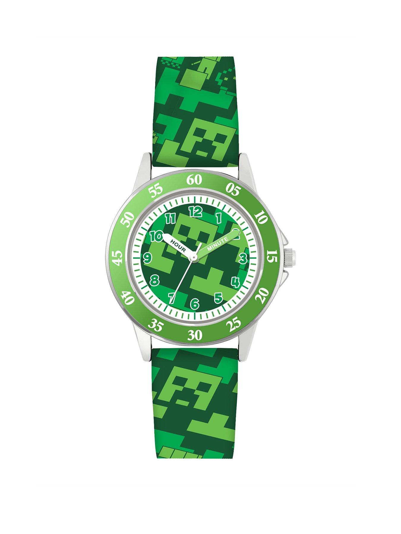 Minecraft Creeper Green Printed Strap Quartz Watch