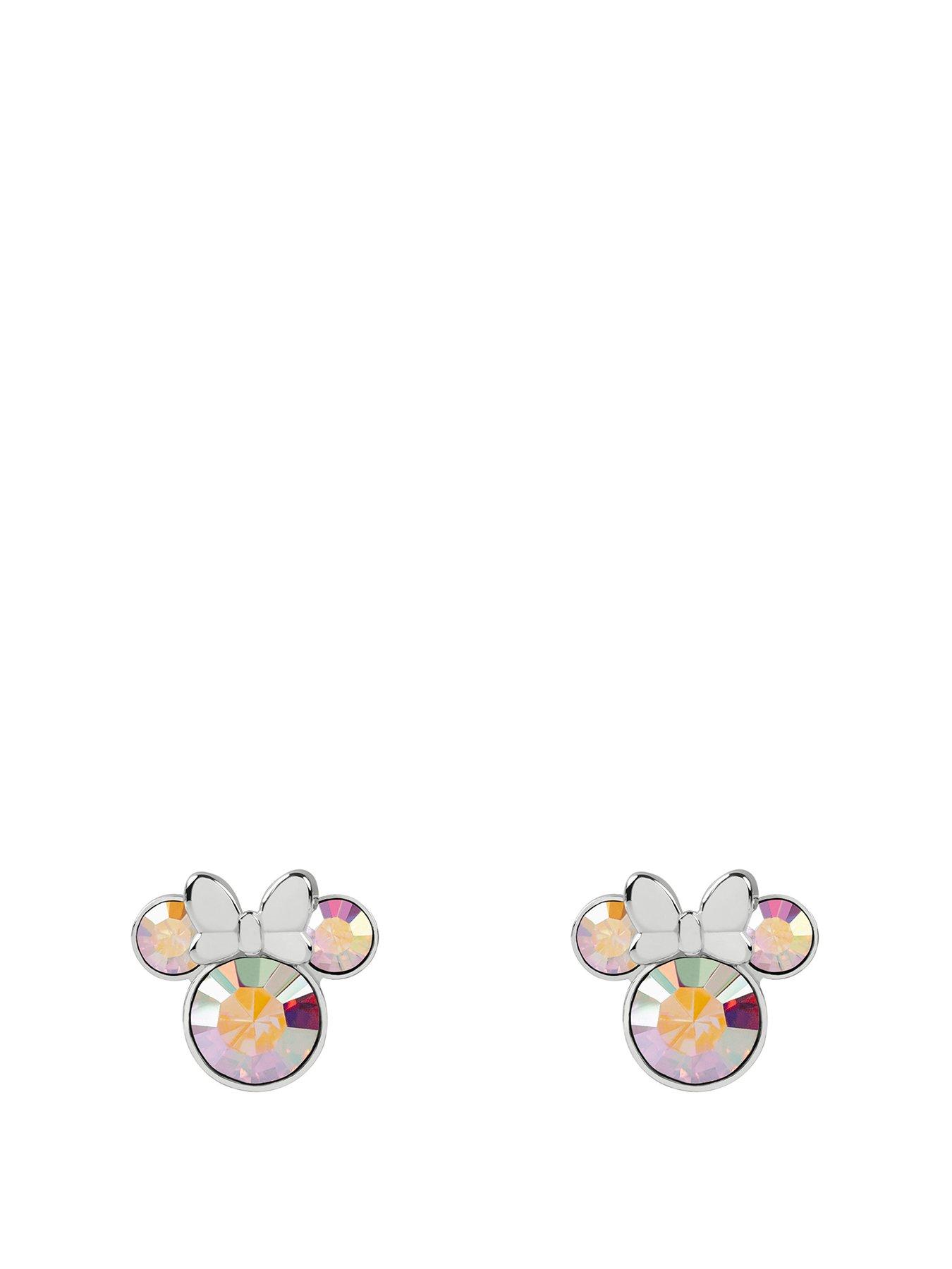  image of disney-100-minnie-mouse-silver-plated-studs-with-crystals