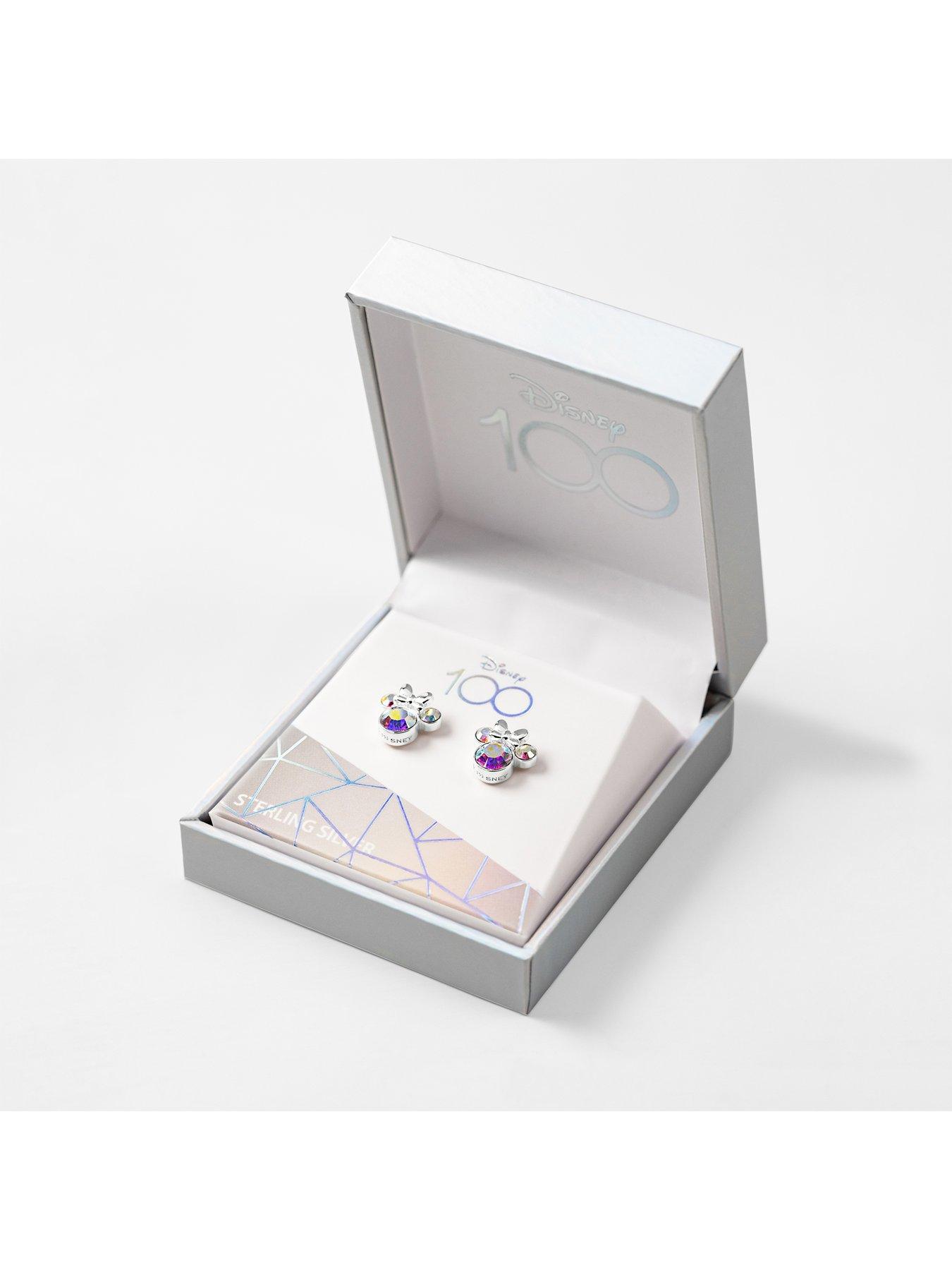  image of disney-100-minnie-mouse-silver-plated-studs-with-crystals