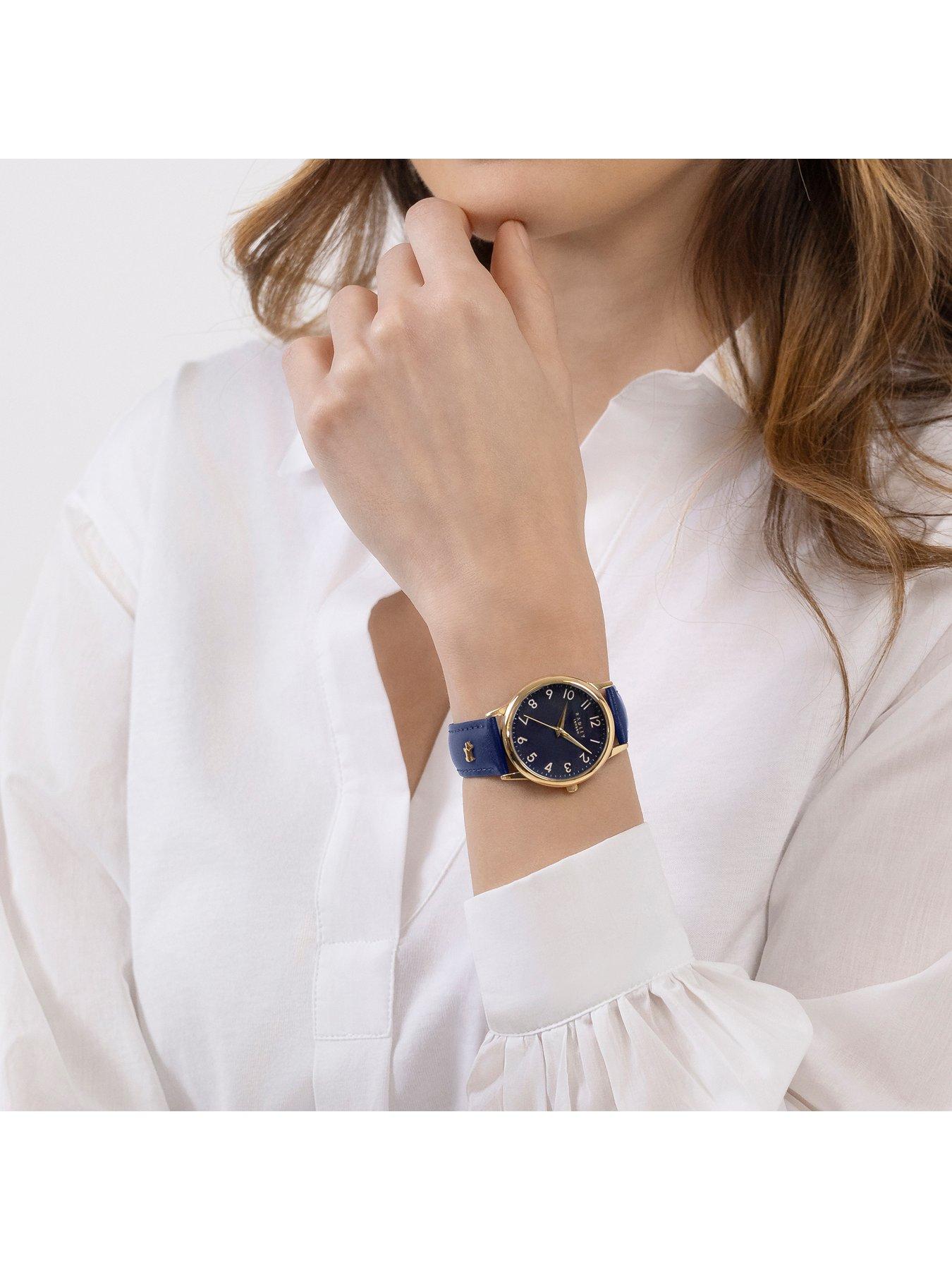  image of radley-gold-plated-ink-leather-strap-watch