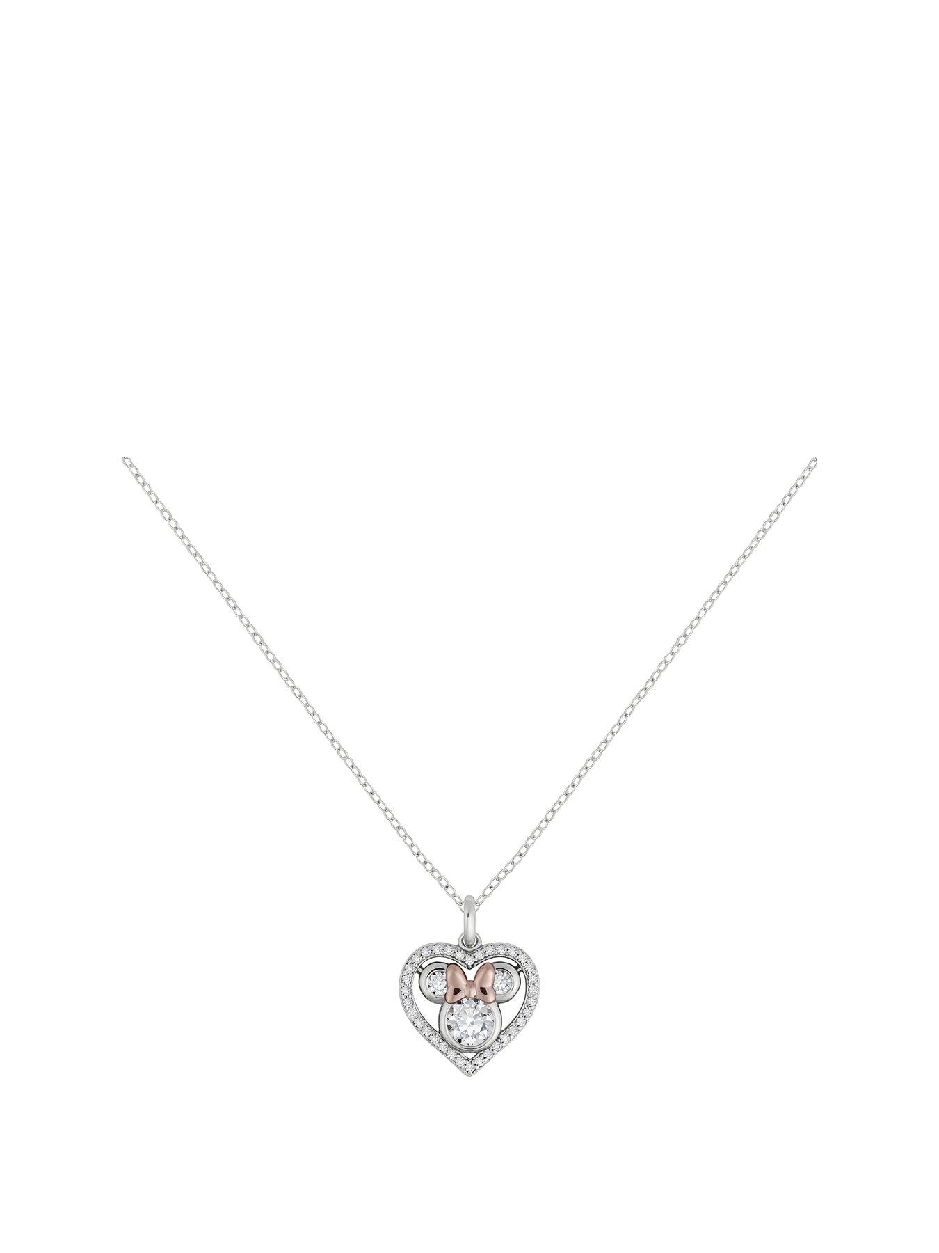 undefined Sterling Silver Stone Set Minnie Mouse Necklace