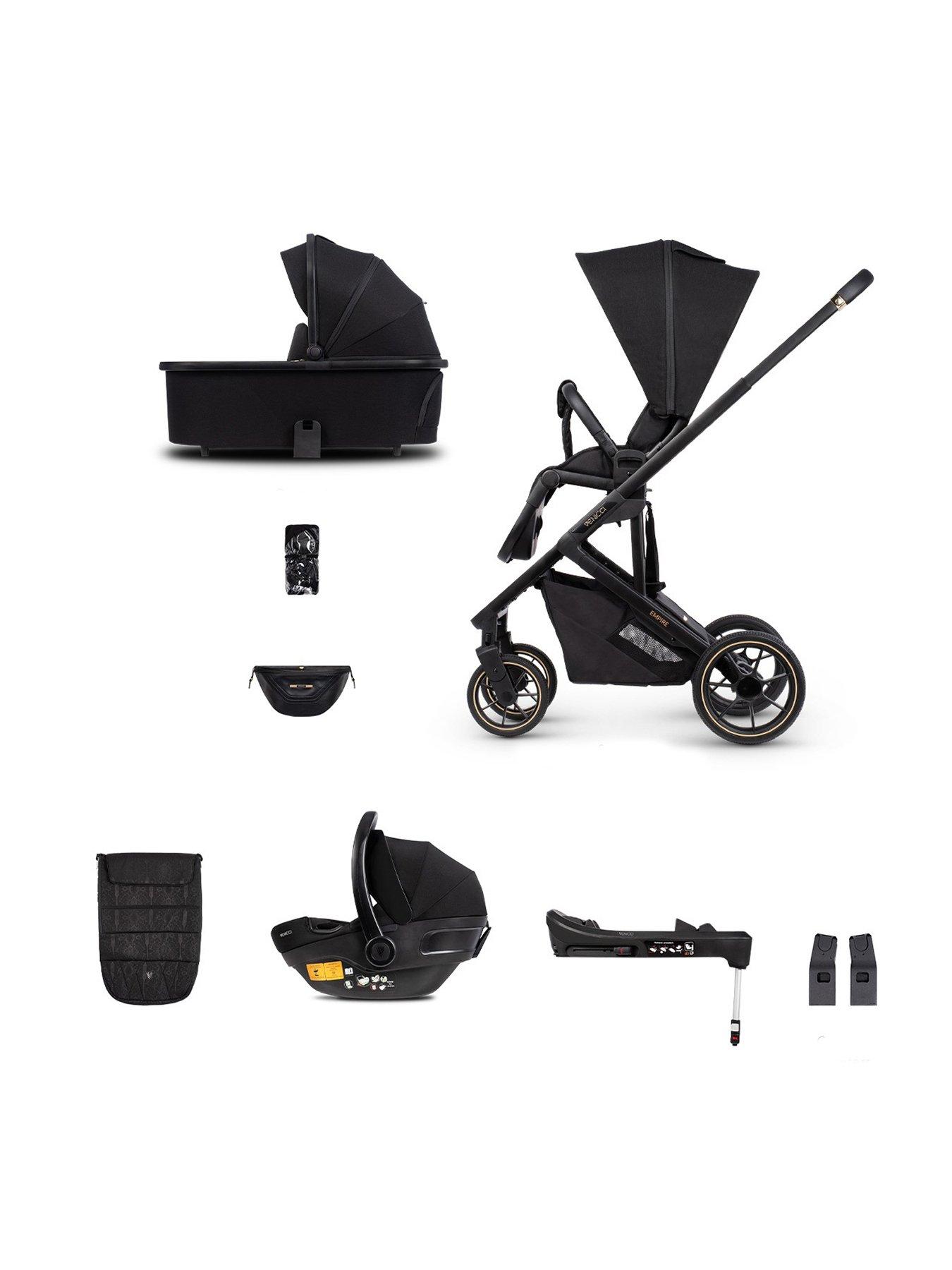 Venicci Empire 3in1 Plus Base Travel System Pushchair Bundle - Ultra Black