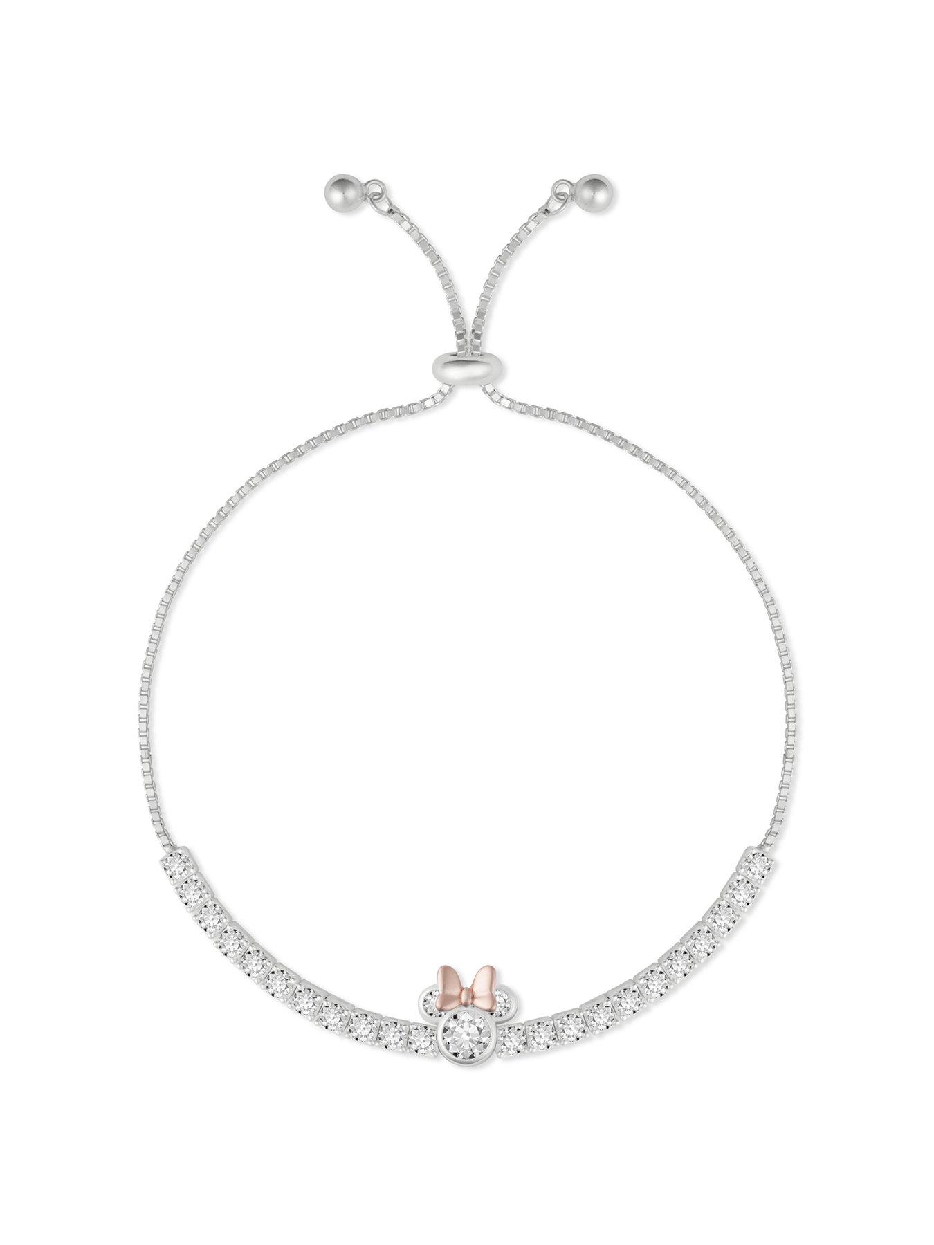  image of disney-minnie-mouse-sterling-silver-two-tone-lariat-bracelet