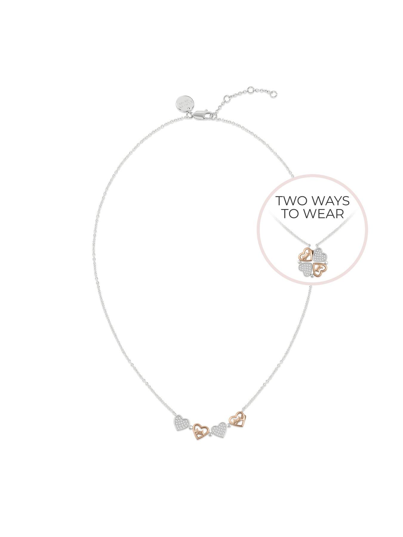  image of radley-sterling-silver-18ct-rose-gold-plated-magnetic-closing-hearts-necklace
