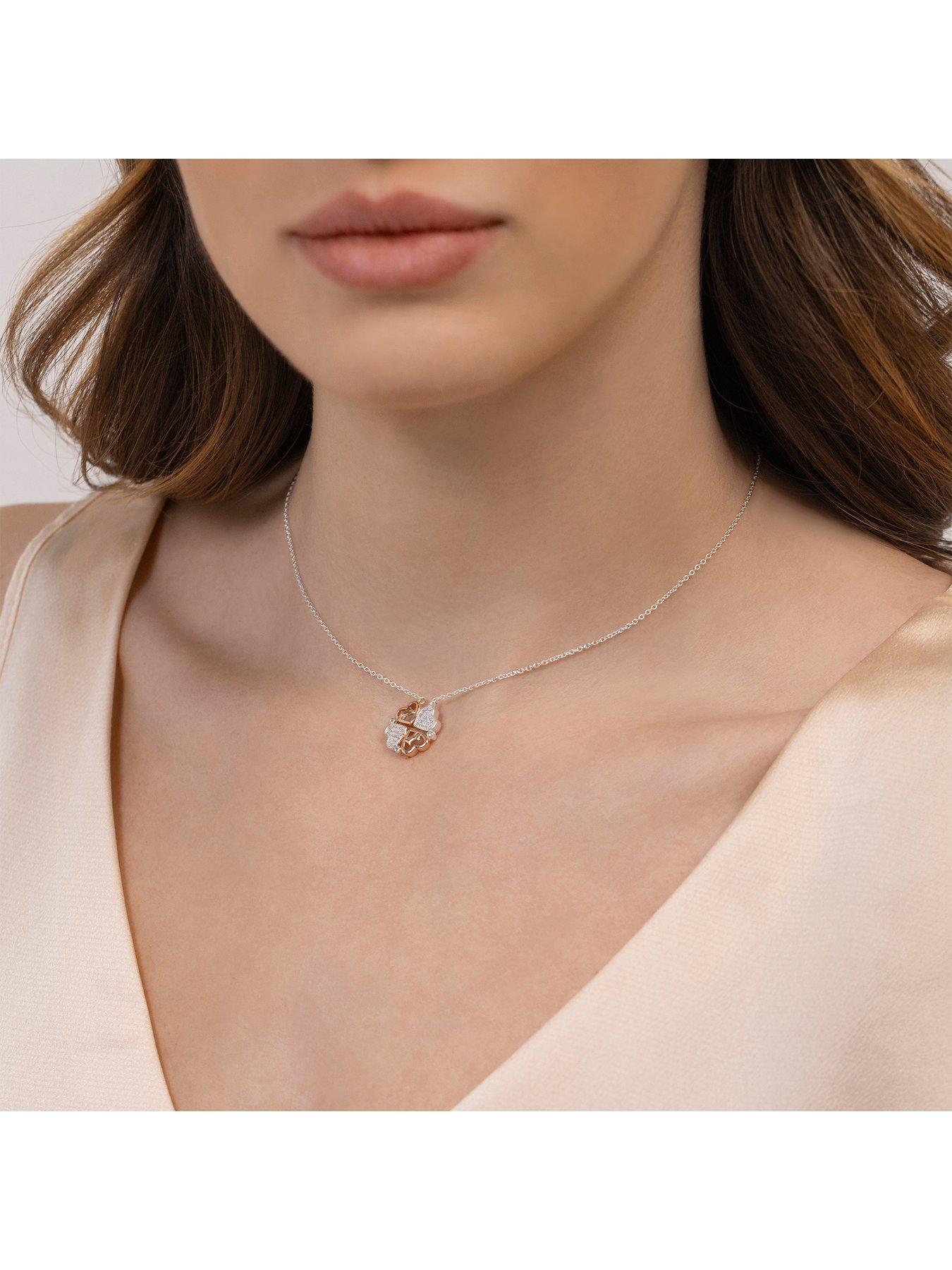  image of radley-sterling-silver-18ct-rose-gold-plated-magnetic-closing-hearts-necklace