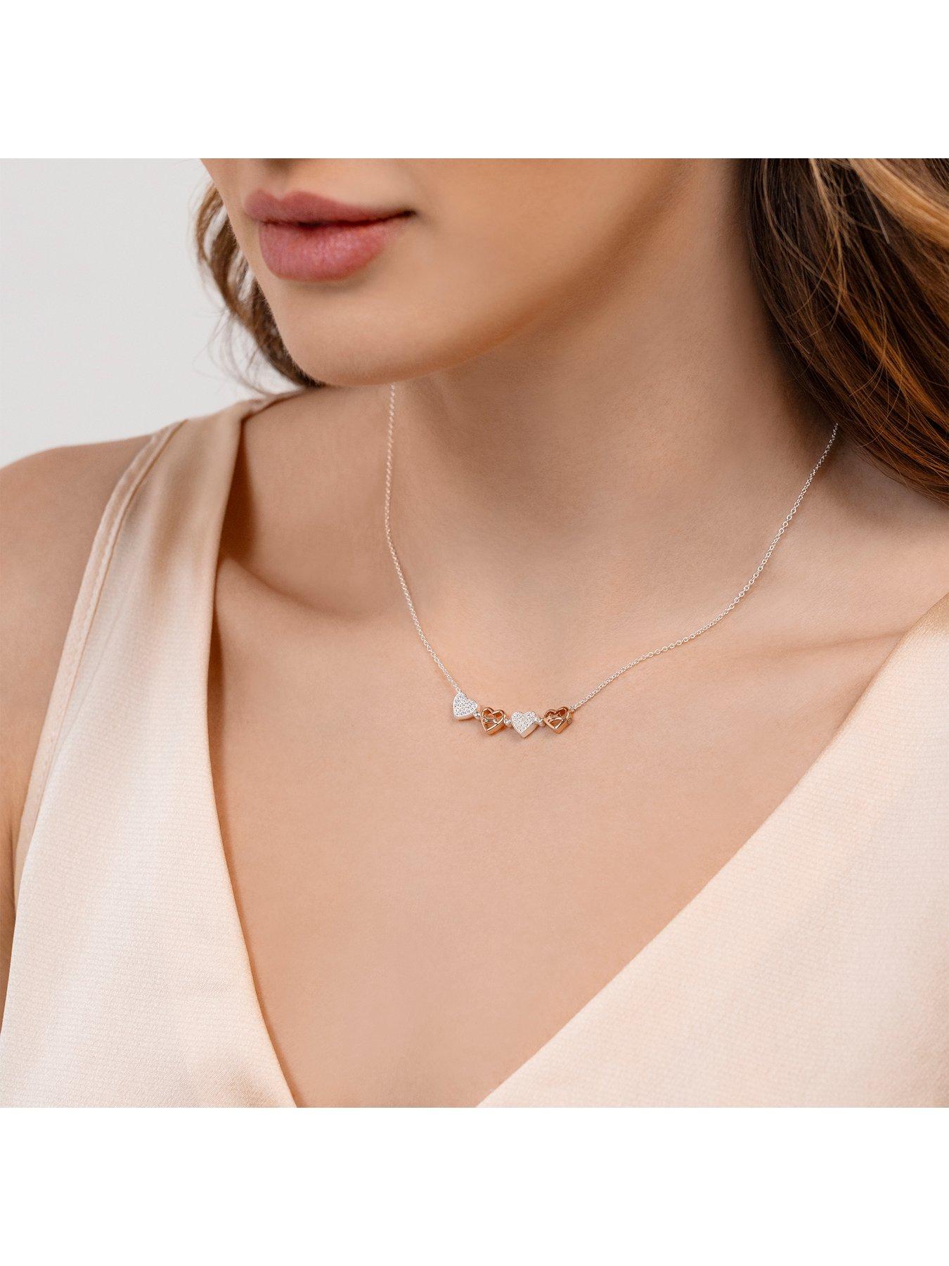  image of radley-sterling-silver-18ct-rose-gold-plated-magnetic-closing-hearts-necklace