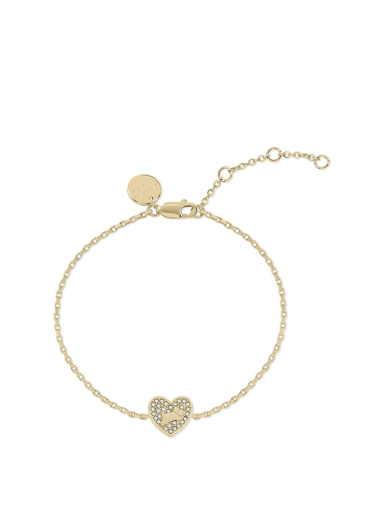 undefined 18ct Gold Plated Pavé Stone Heart Bracelet