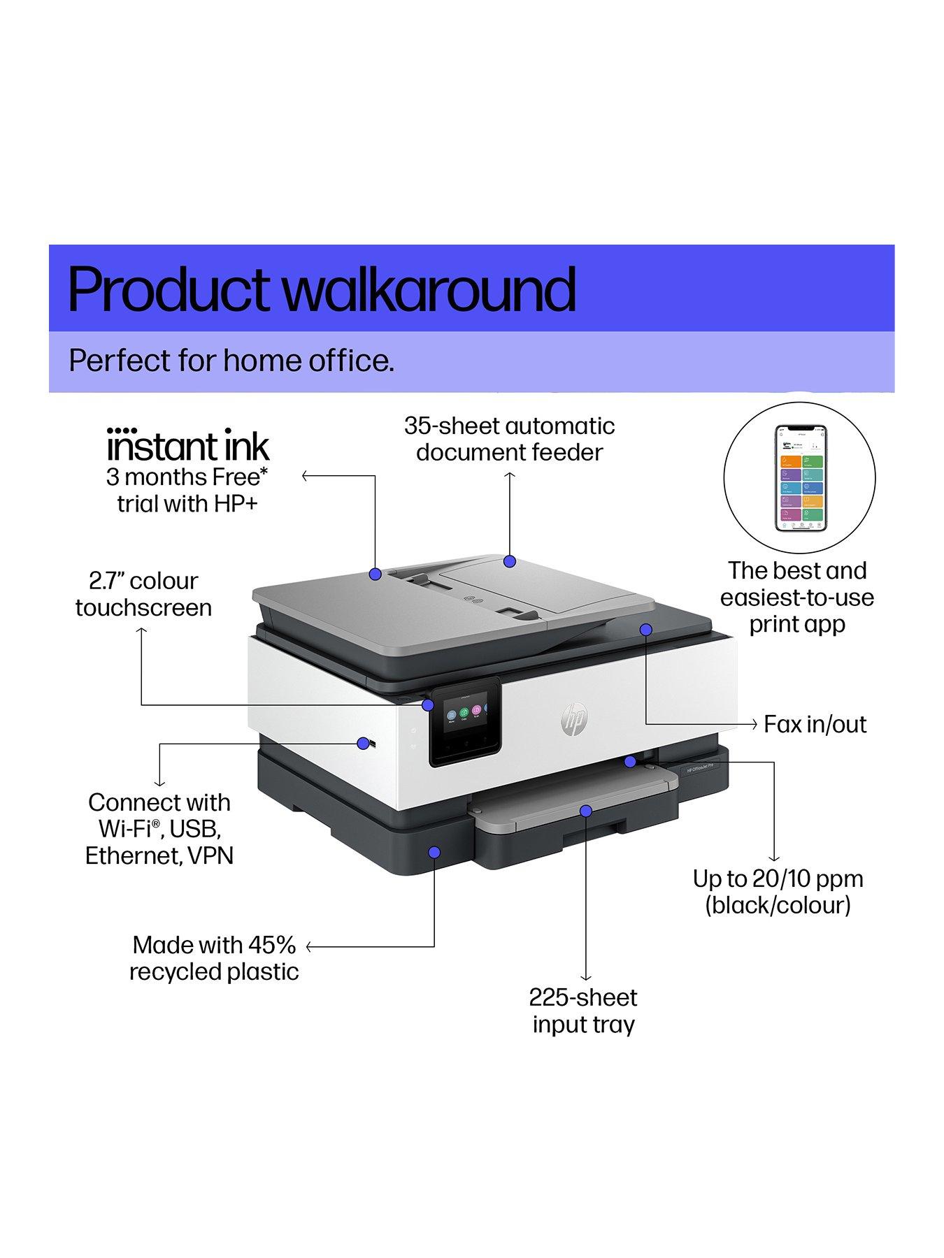 Image 3 of 8 of HP OfficeJet Pro 8122e All-in-One Wireless Colour Printer with 3 months of Instant Ink Included with HP+