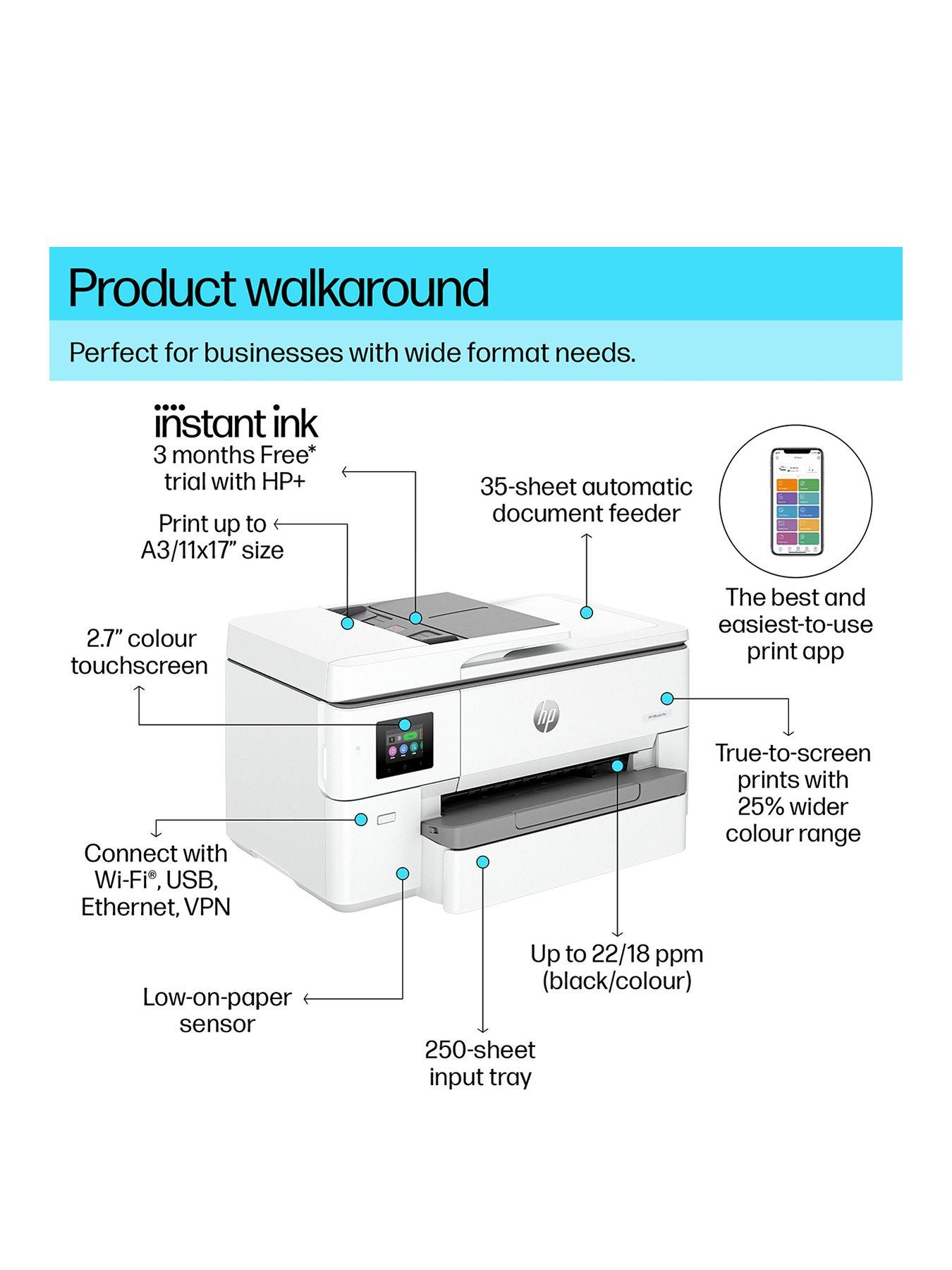 Image 3 of 8 of HP OfficeJet Pro 9720e A3 All-in-One Wireless Colour Printer with 6 months of Instant Ink Included with HP+