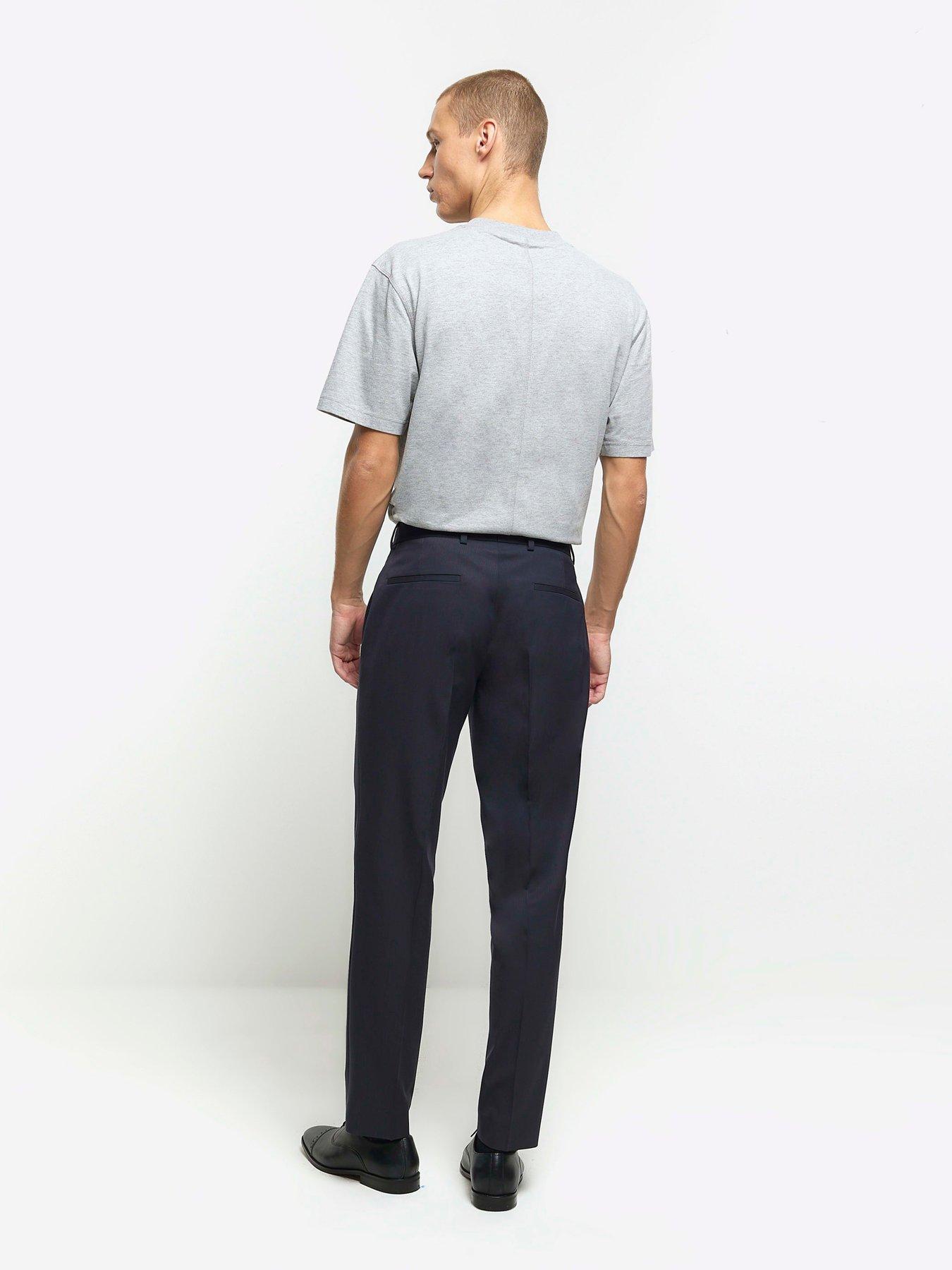  image of river-island-herringbone-suit-trousers-dark-grey
