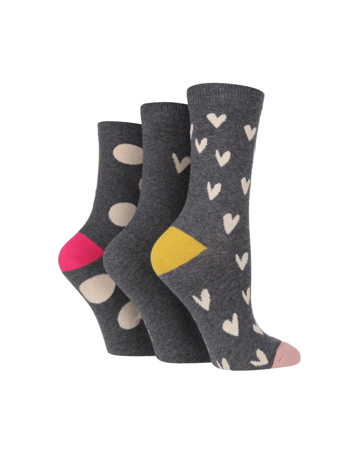 undefined Hearts  &  Spots 3 Pack Fashion Crew Socks - Grey