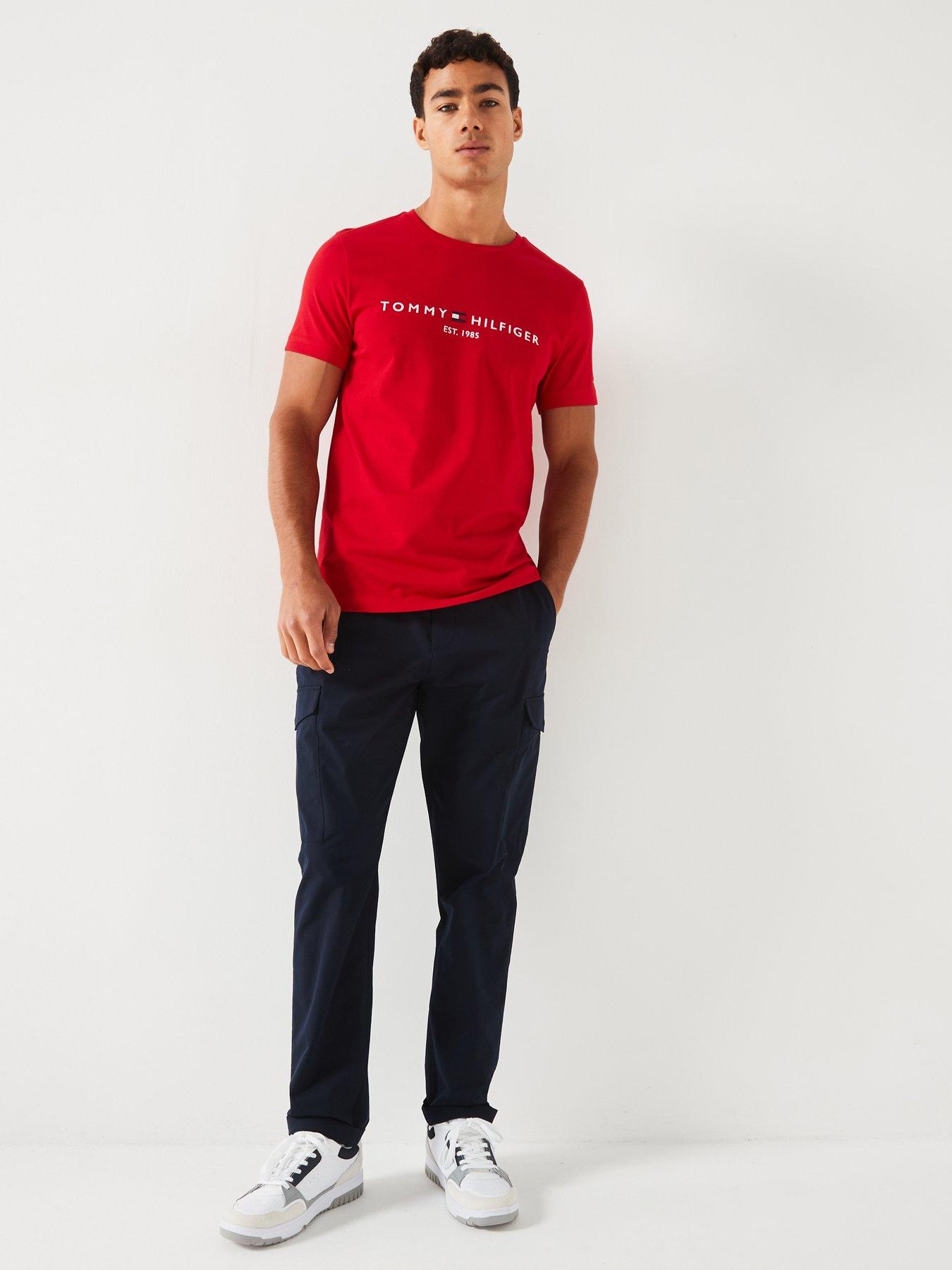 Image 3 of 4 of Tommy Hilfiger Linear Chest Logo T-shirt - Bright Red