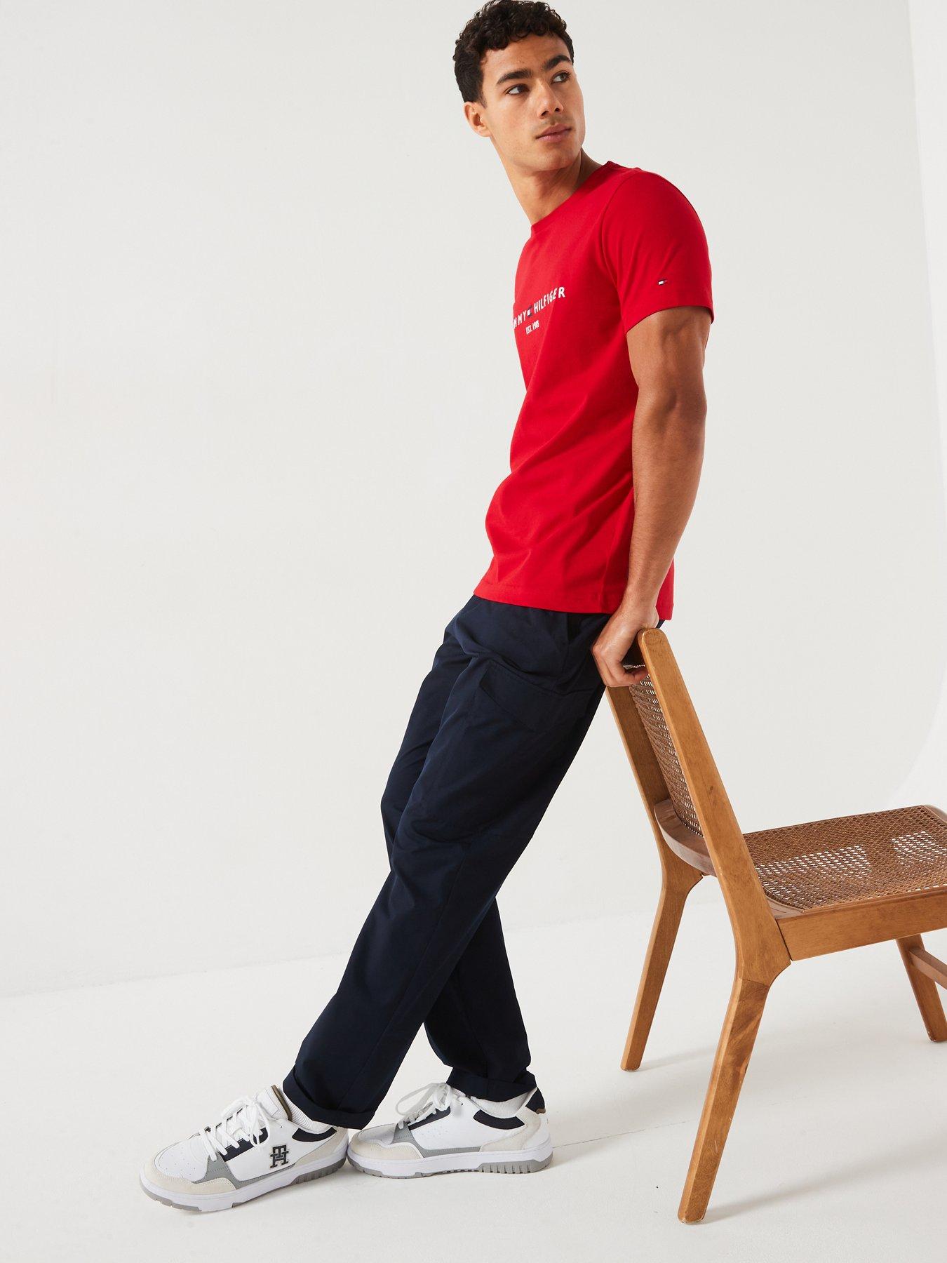 Image 4 of 4 of Tommy Hilfiger Linear Chest Logo T-shirt - Bright Red