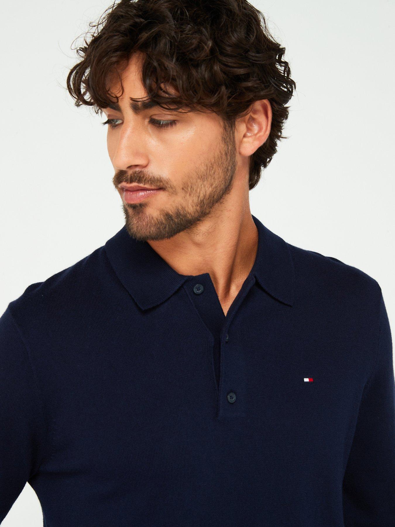 Image 4 of 4 of Tommy Hilfiger Pima&nbsp;Cotton Cashmere Knitted Polo - Navy