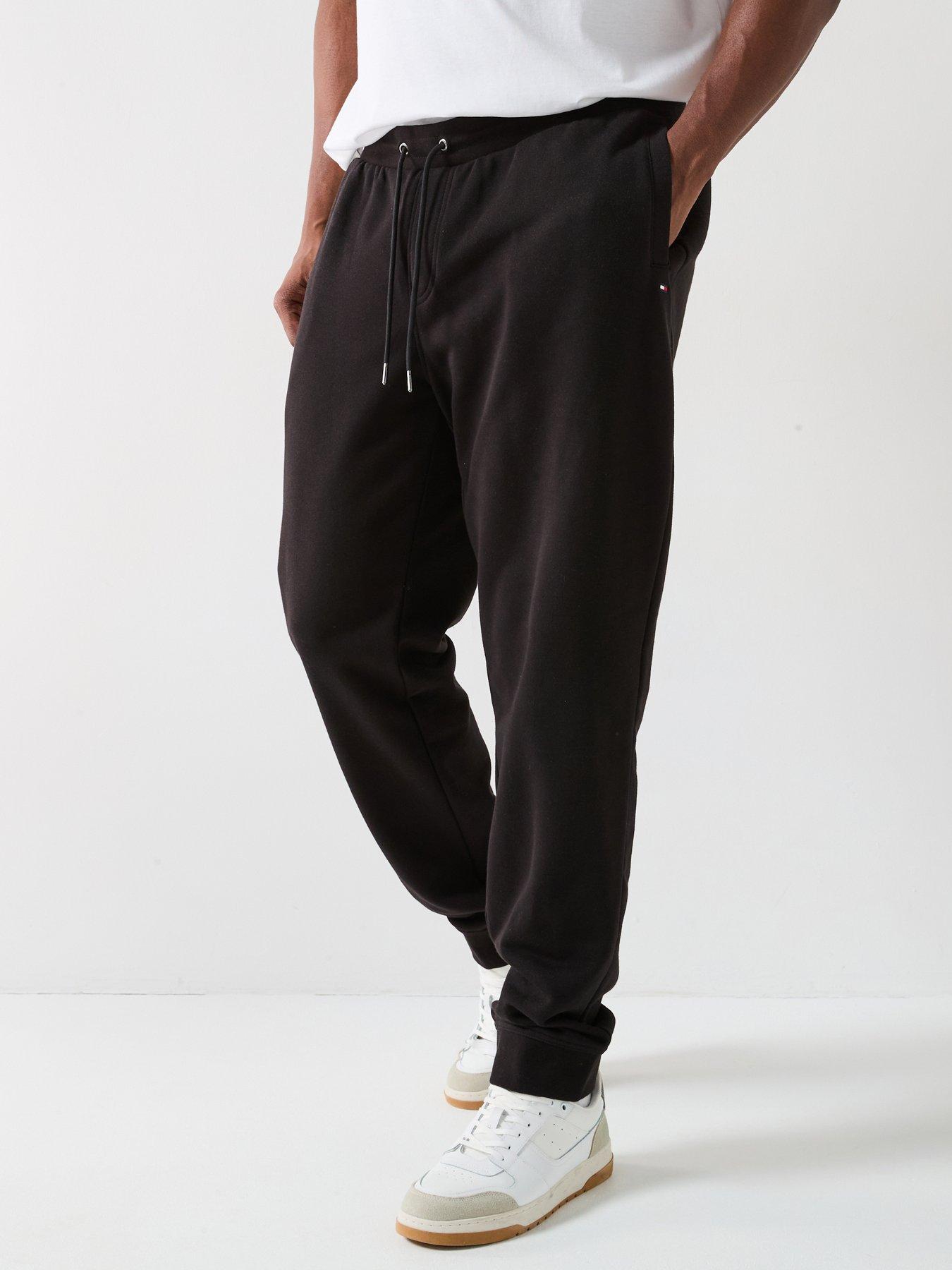  image of tommy-hilfiger-big-amp-tall-essential-fleece-cuff-joggers-black