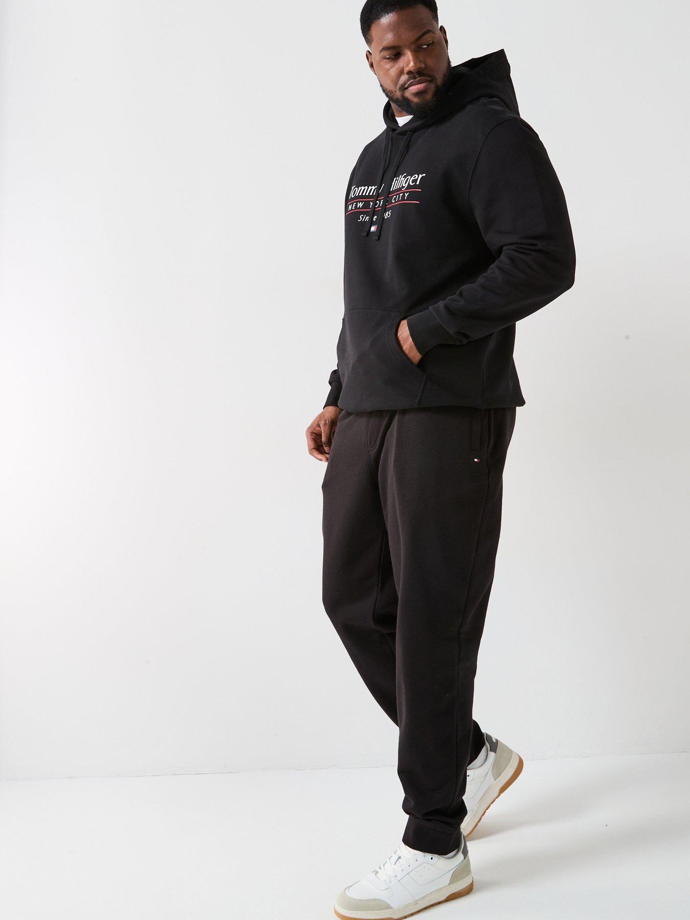  image of tommy-hilfiger-big-amp-tall-essential-fleece-cuff-joggers-black