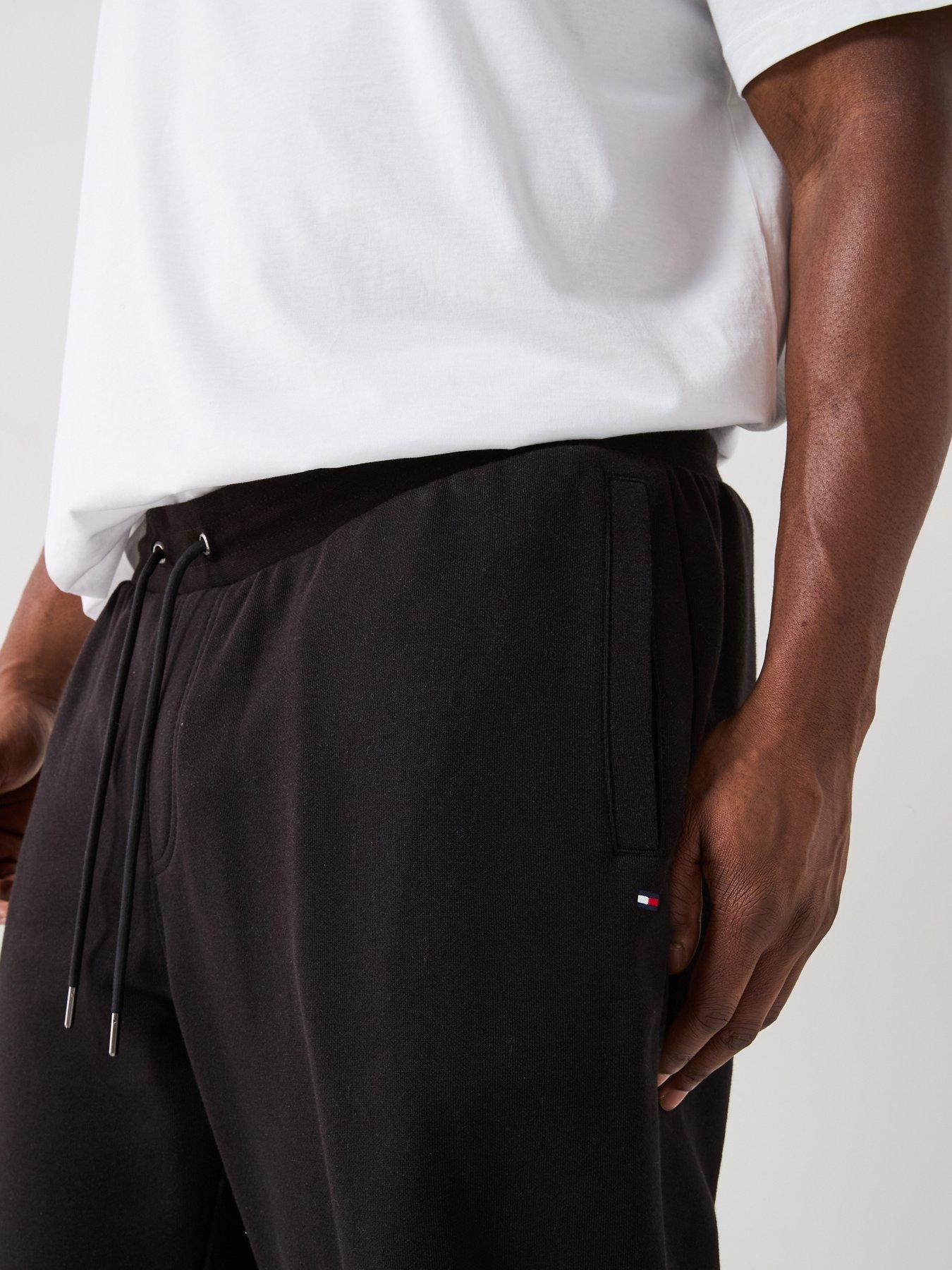  image of tommy-hilfiger-big-amp-tall-essential-fleece-cuff-joggers-black