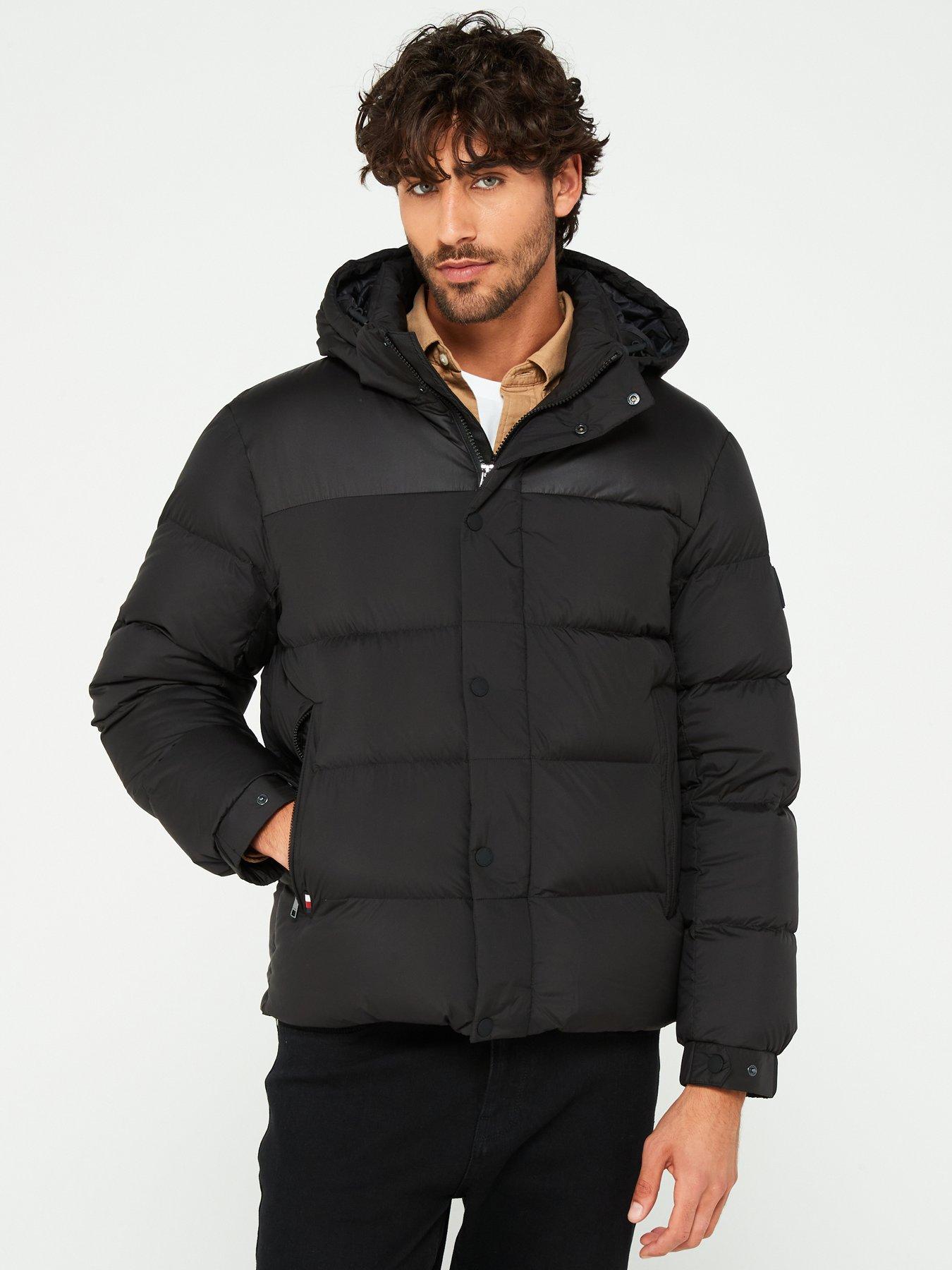 undefined Gloss Shoulder Hooded Down Puffer Jacket - Black