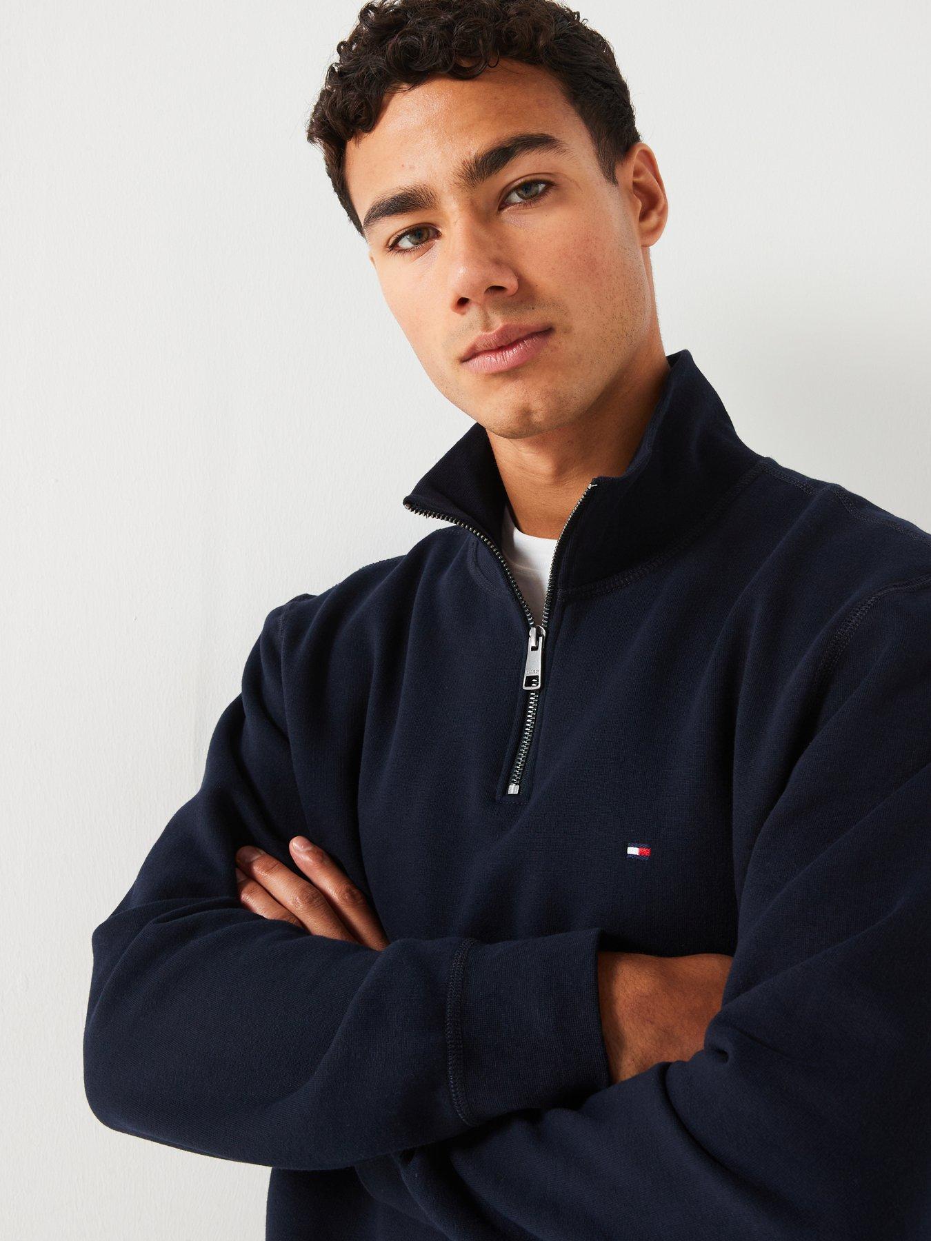 Image 4 of 4 of Tommy Hilfiger Essential Fleece 1/4 Zip Sweat Top - Navy