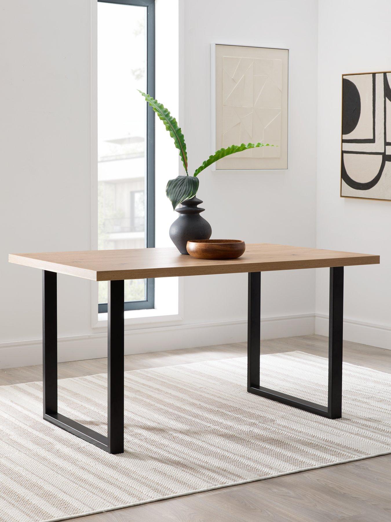 Very Home Burton 140 cm Dining Table - Oak/Black - FSC® Certified