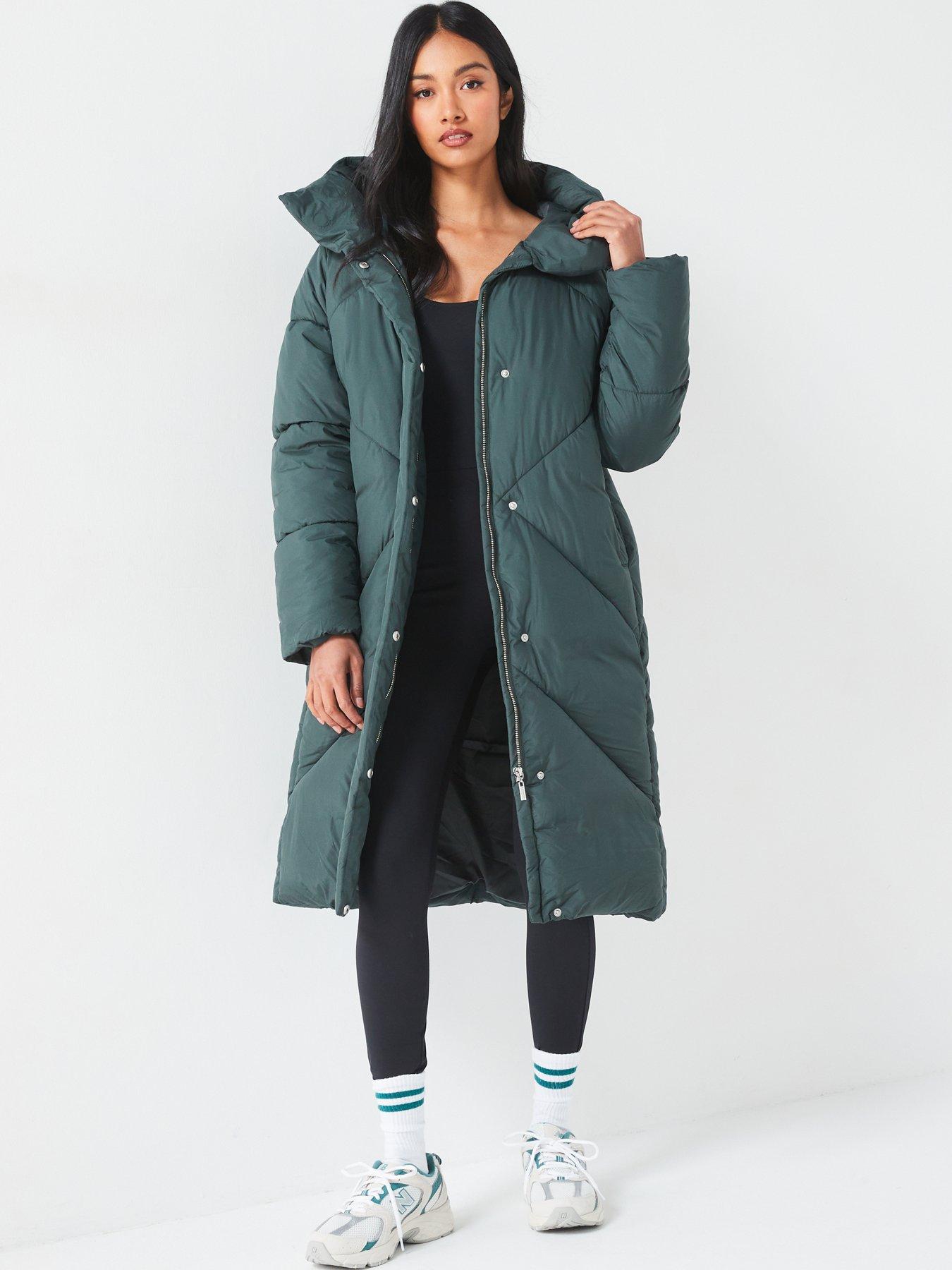  image of v-by-very-longline-padded-hooded-coat-green