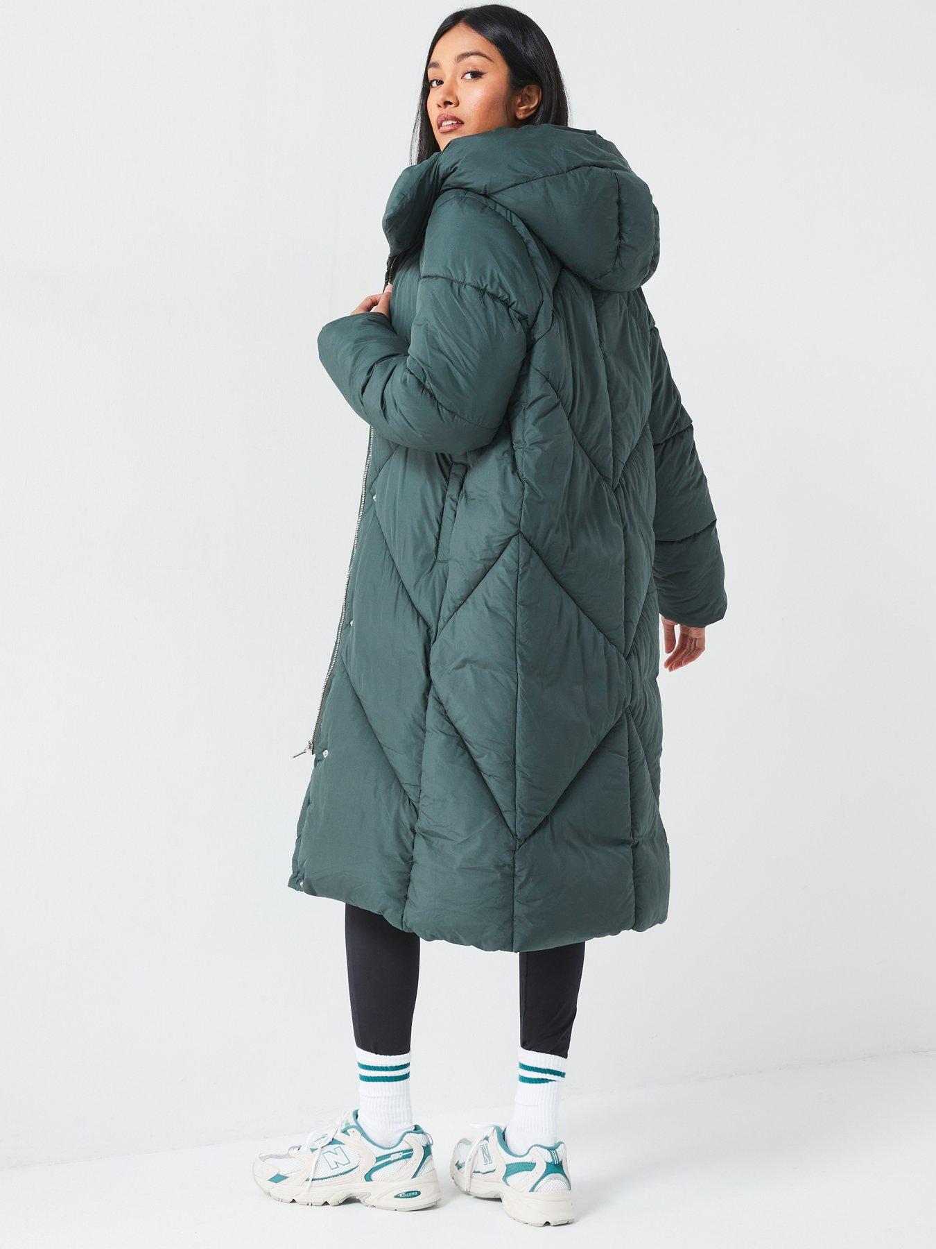  image of v-by-very-longline-padded-hooded-coat-green