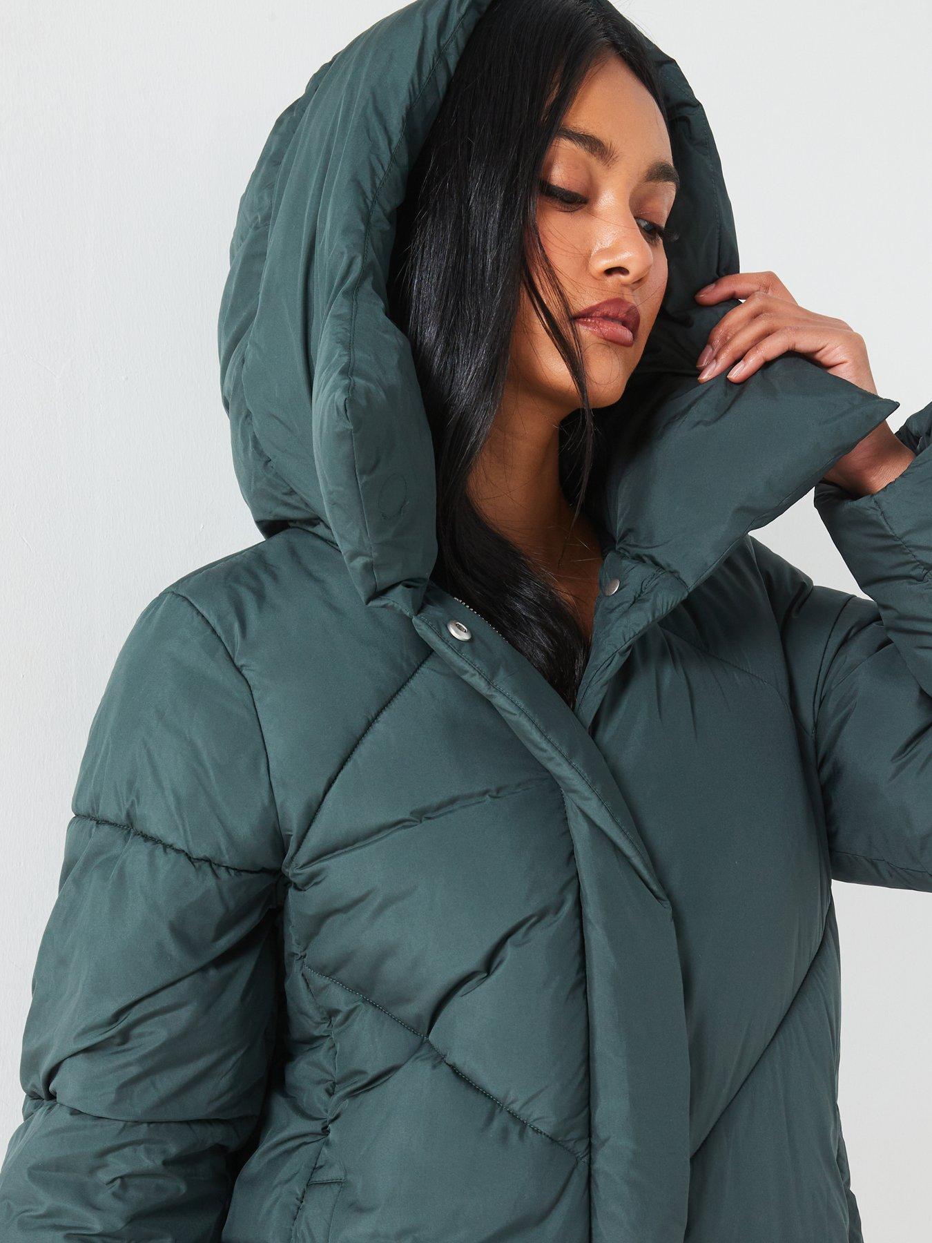  image of v-by-very-longline-padded-hooded-coat-green
