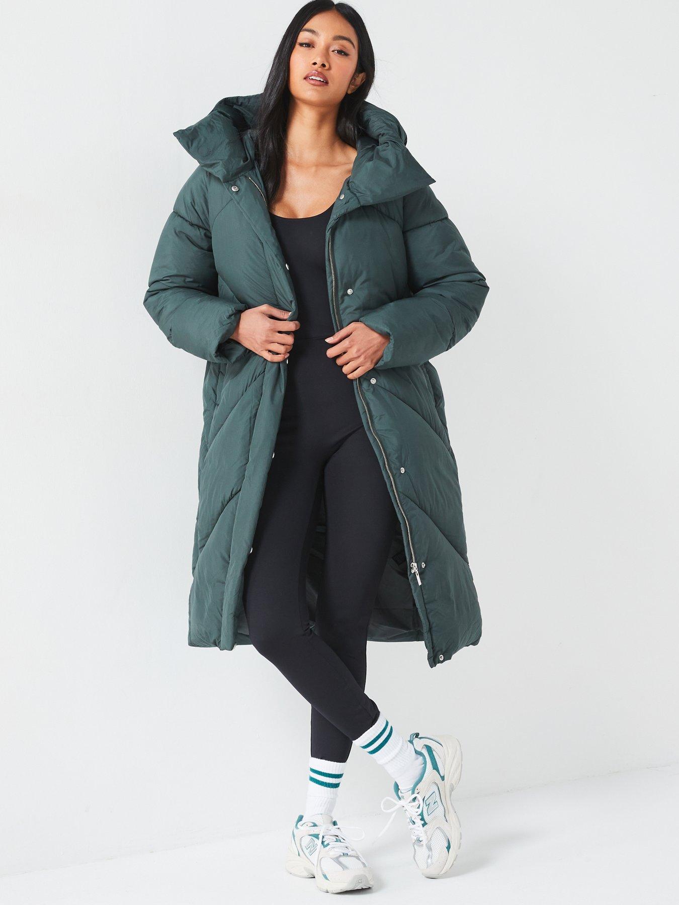  image of v-by-very-longline-padded-hooded-coat-green