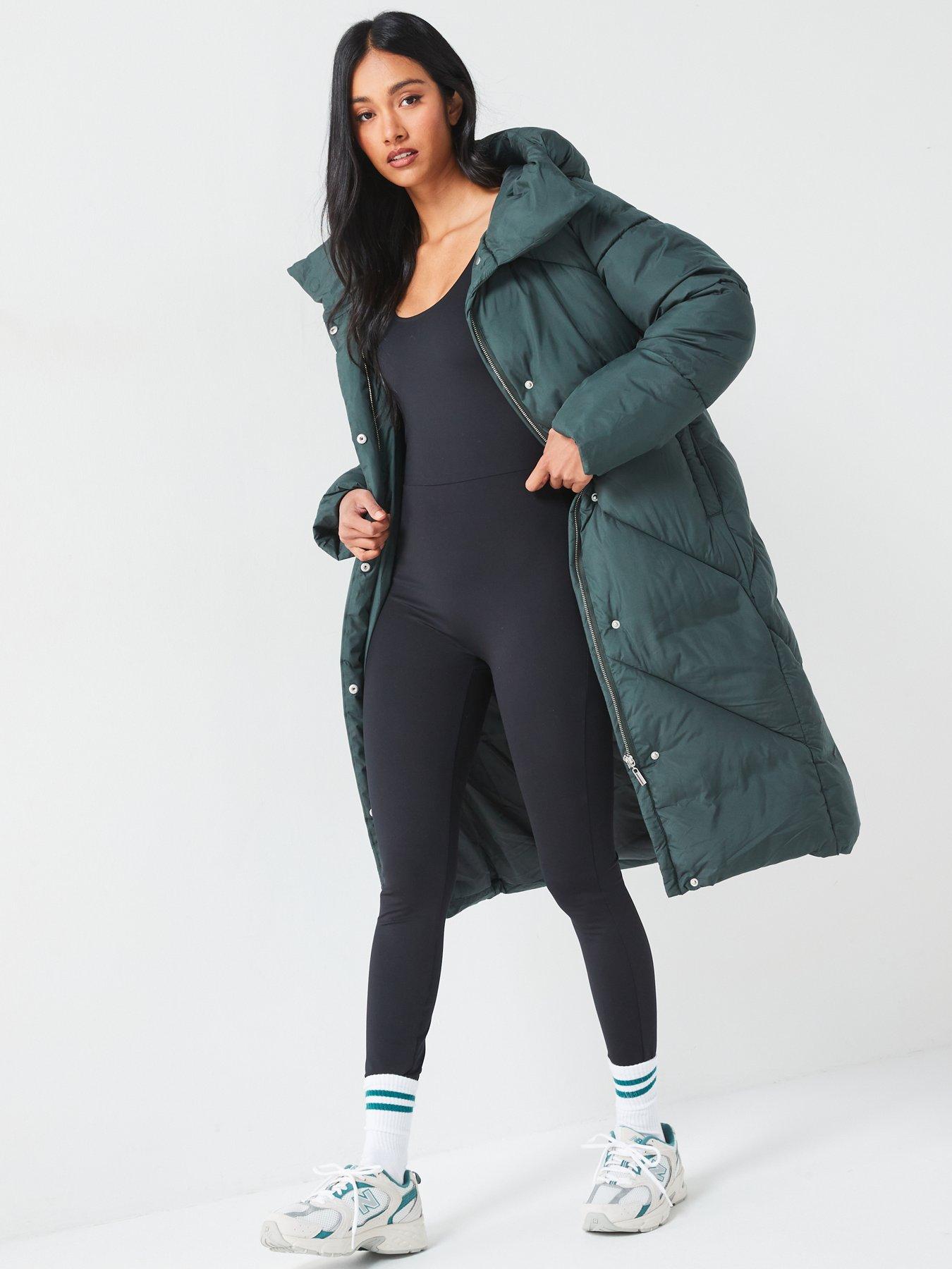  image of v-by-very-longline-padded-hooded-coat-green